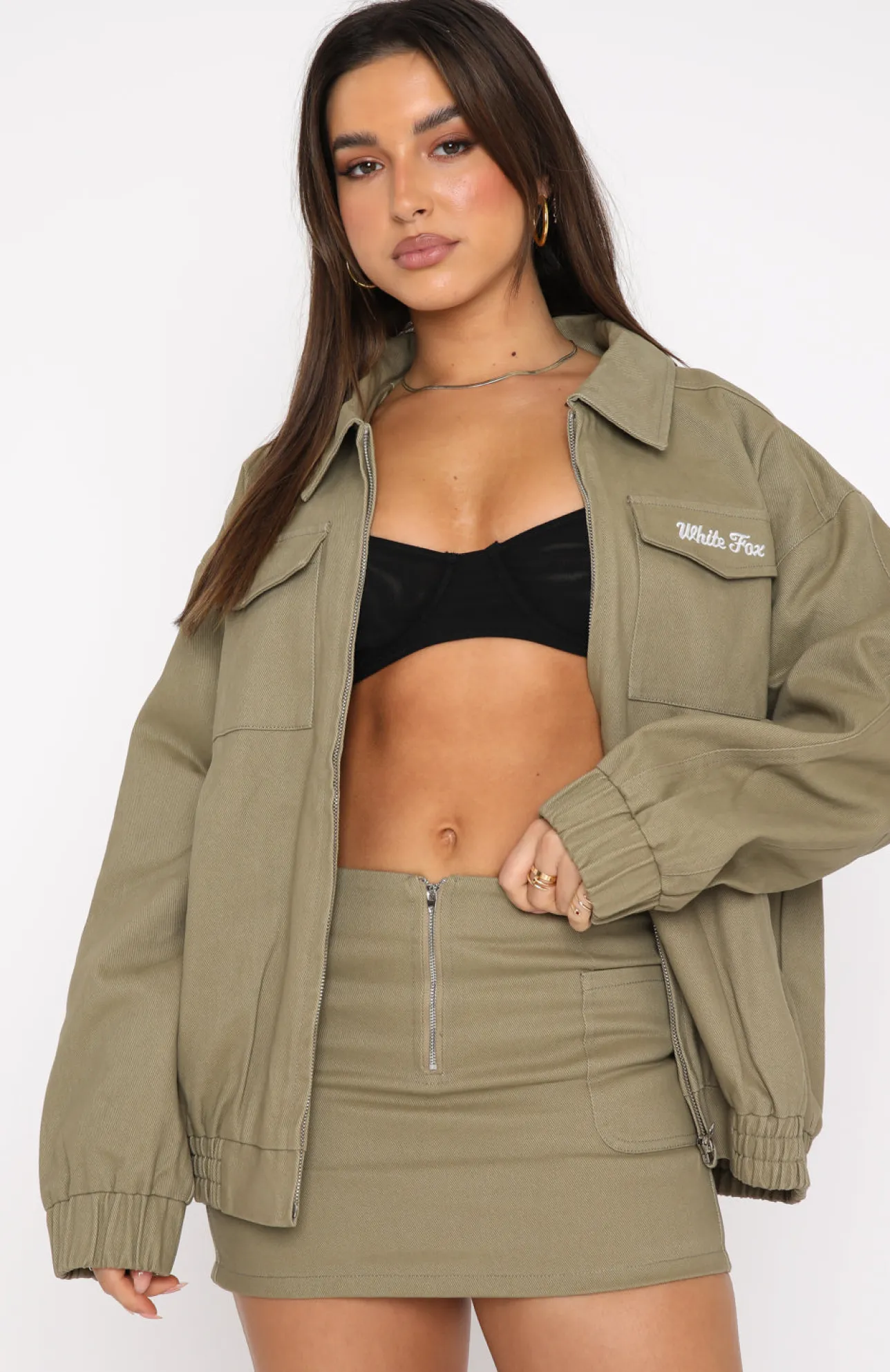 White Fox Boutique Out Of Tune Jacket Moss green Cheap
