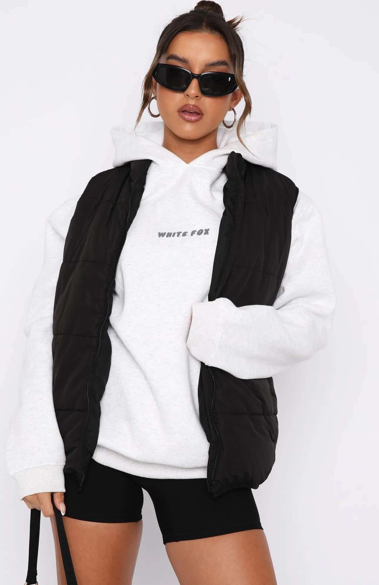 White Fox Boutique Outside The Lines Puffer Vest black Cheap