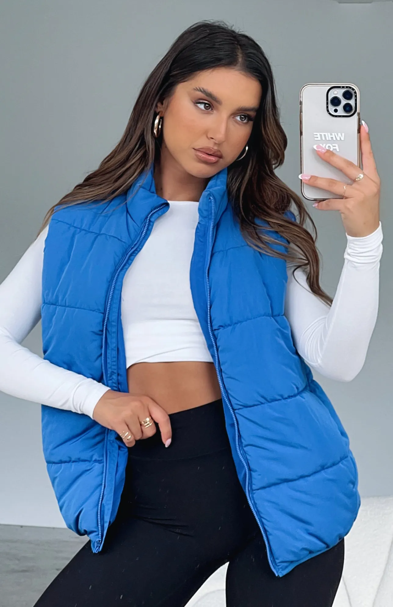 White Fox Boutique Outside The Lines Puffer Vest Electric blue Cheap