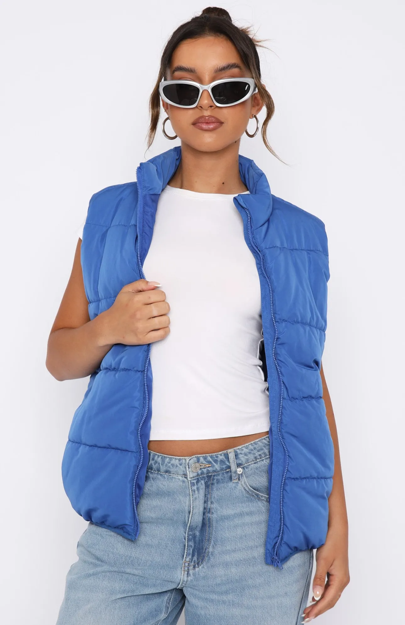 White Fox Boutique Outside The Lines Puffer Vest Electric blue Cheap