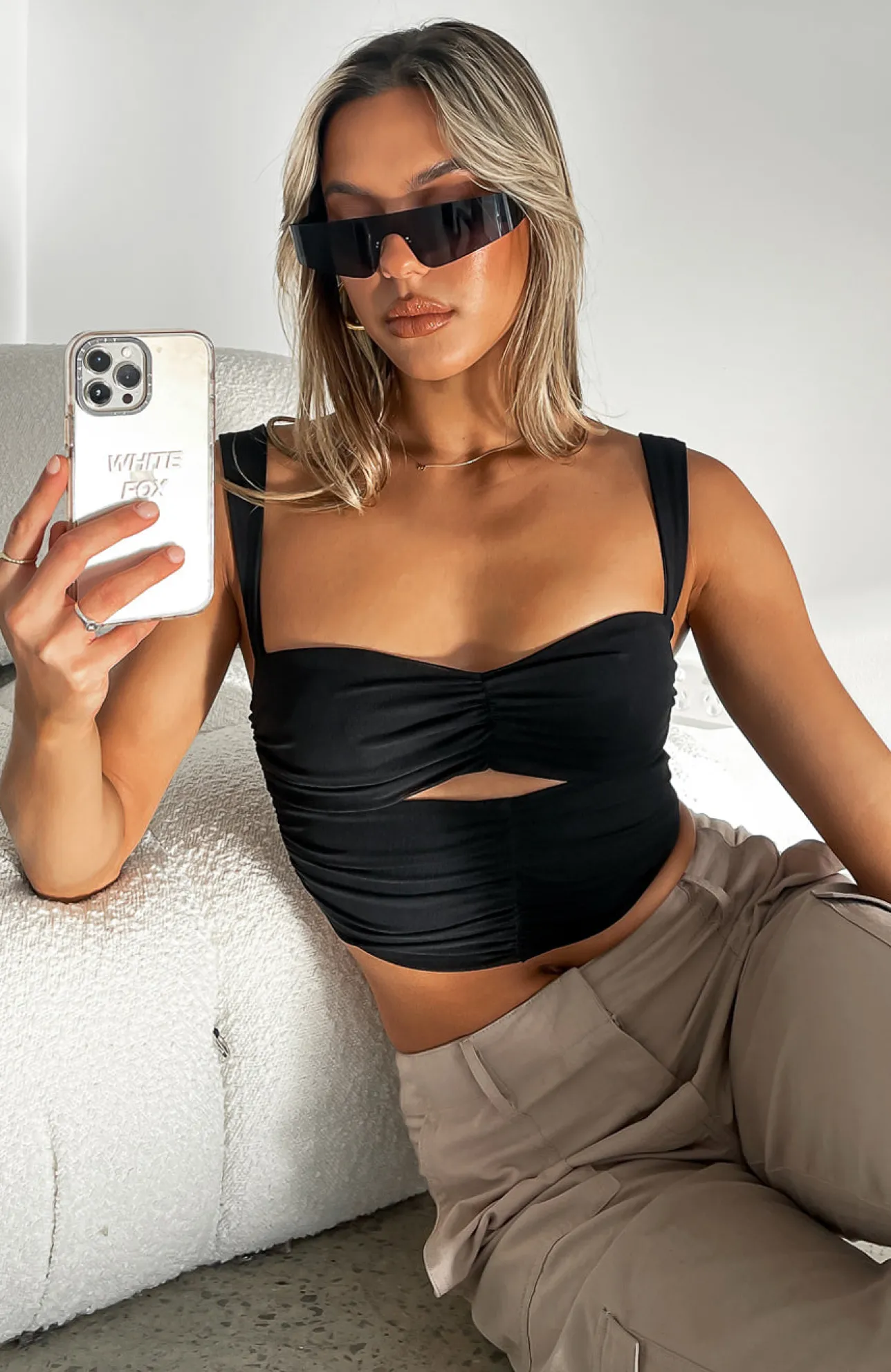 White Fox Boutique Over To You Crop black Shop