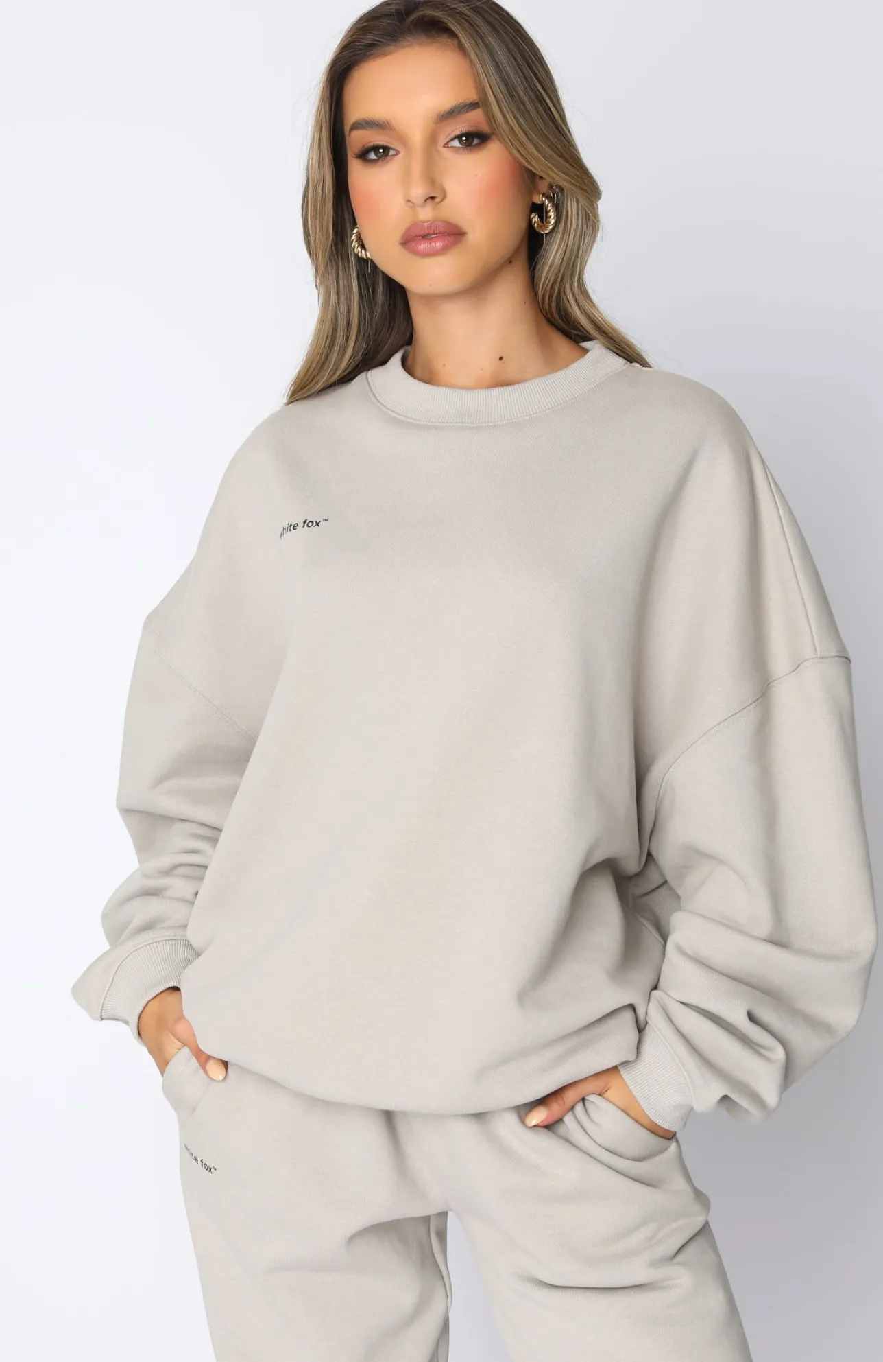 White Fox Boutique Own The Moment Sweater Mushroom grey Fashion