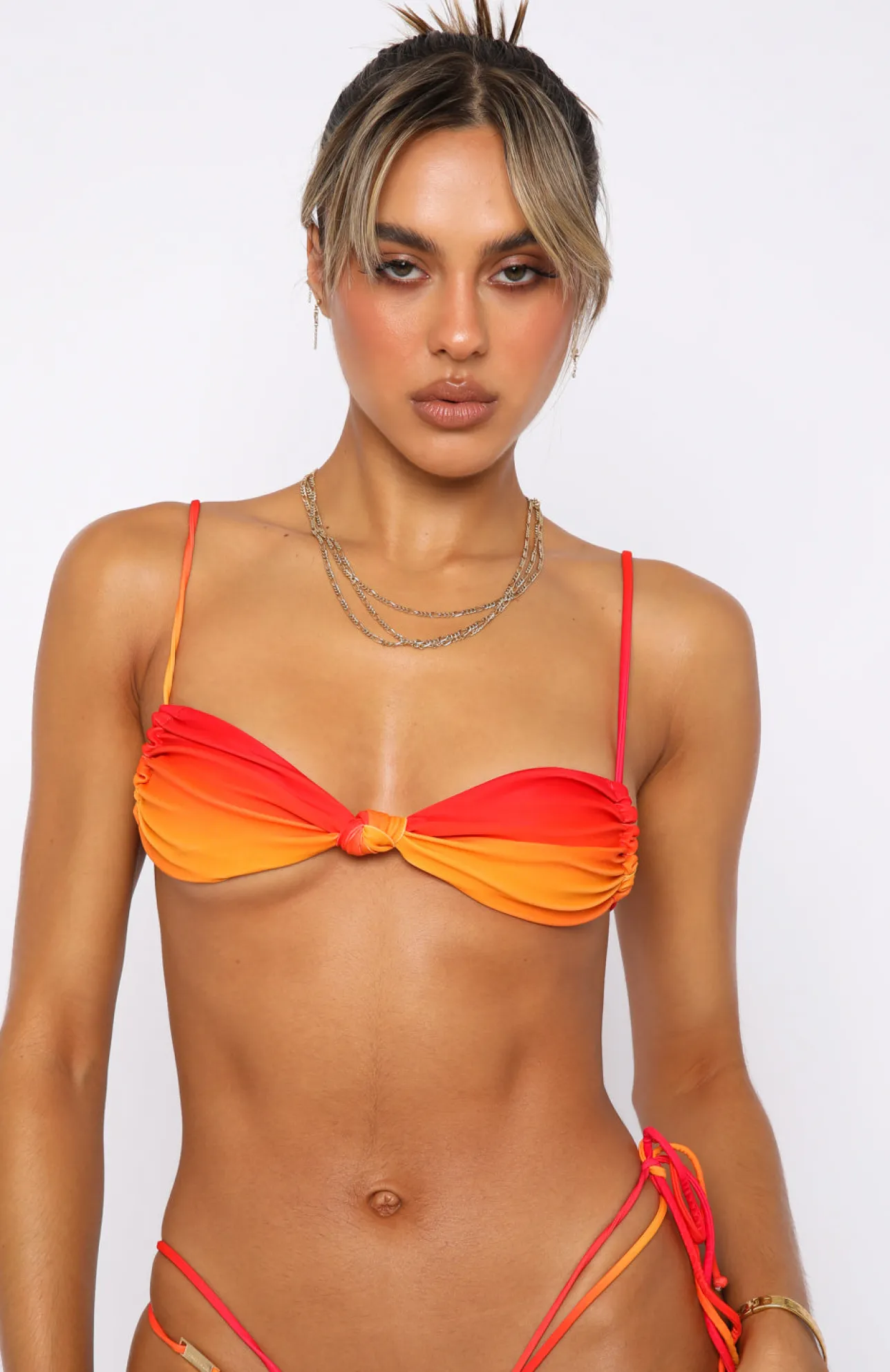 White Fox Boutique Palma Bikini Top Sunset Ombre multi New