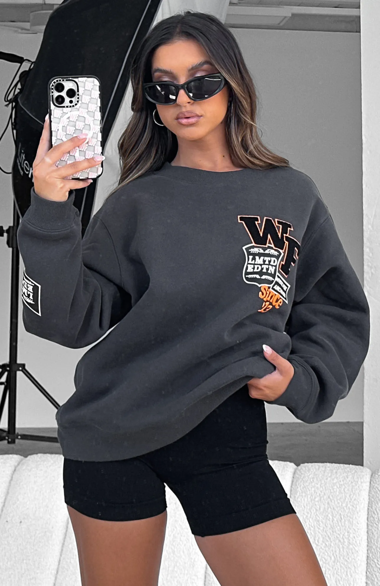 White Fox Boutique Part Of History Oversized Sweater Charcoal grey Outlet