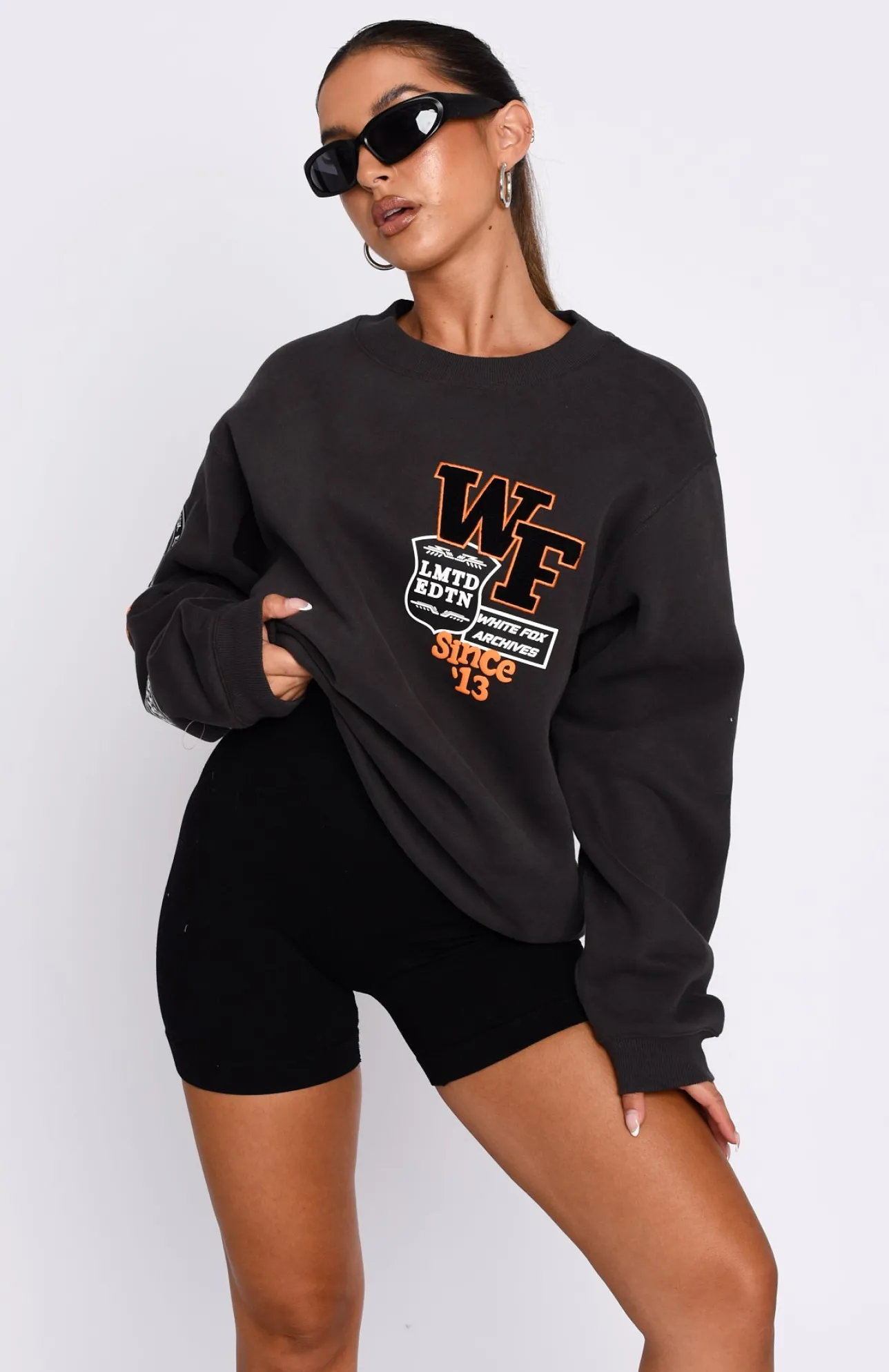 White Fox Boutique Part Of History Oversized Sweater Charcoal grey Outlet
