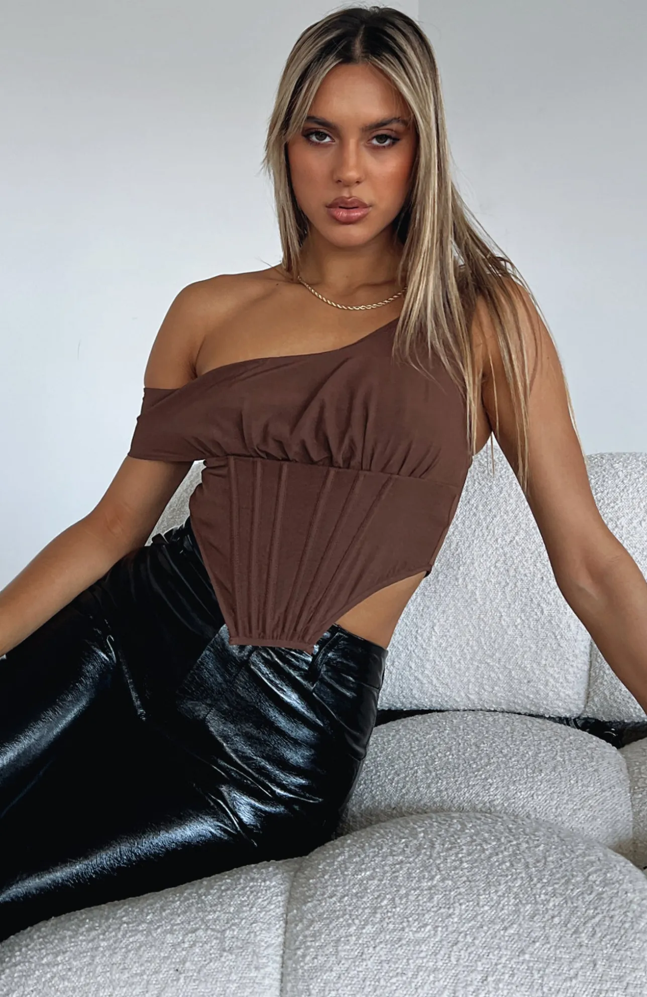 White Fox Boutique Play Hard To Get Crop Chocolate brown Best