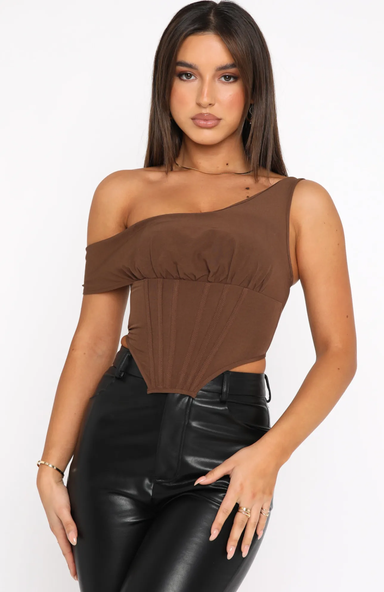 White Fox Boutique Play Hard To Get Crop Chocolate brown Best