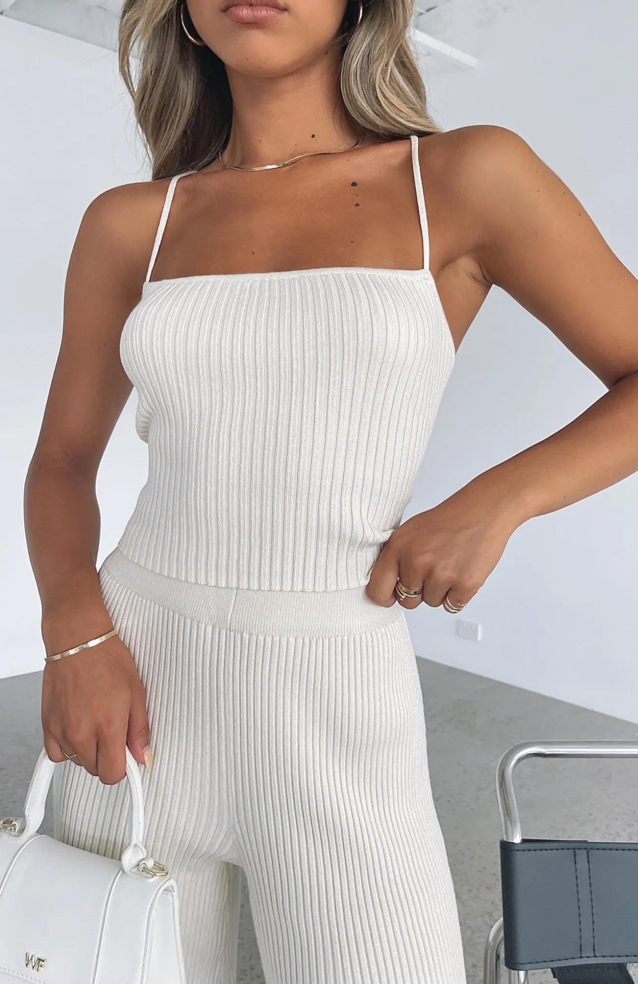 White Fox Boutique Play With Your Heart Knit Crop Cream white New