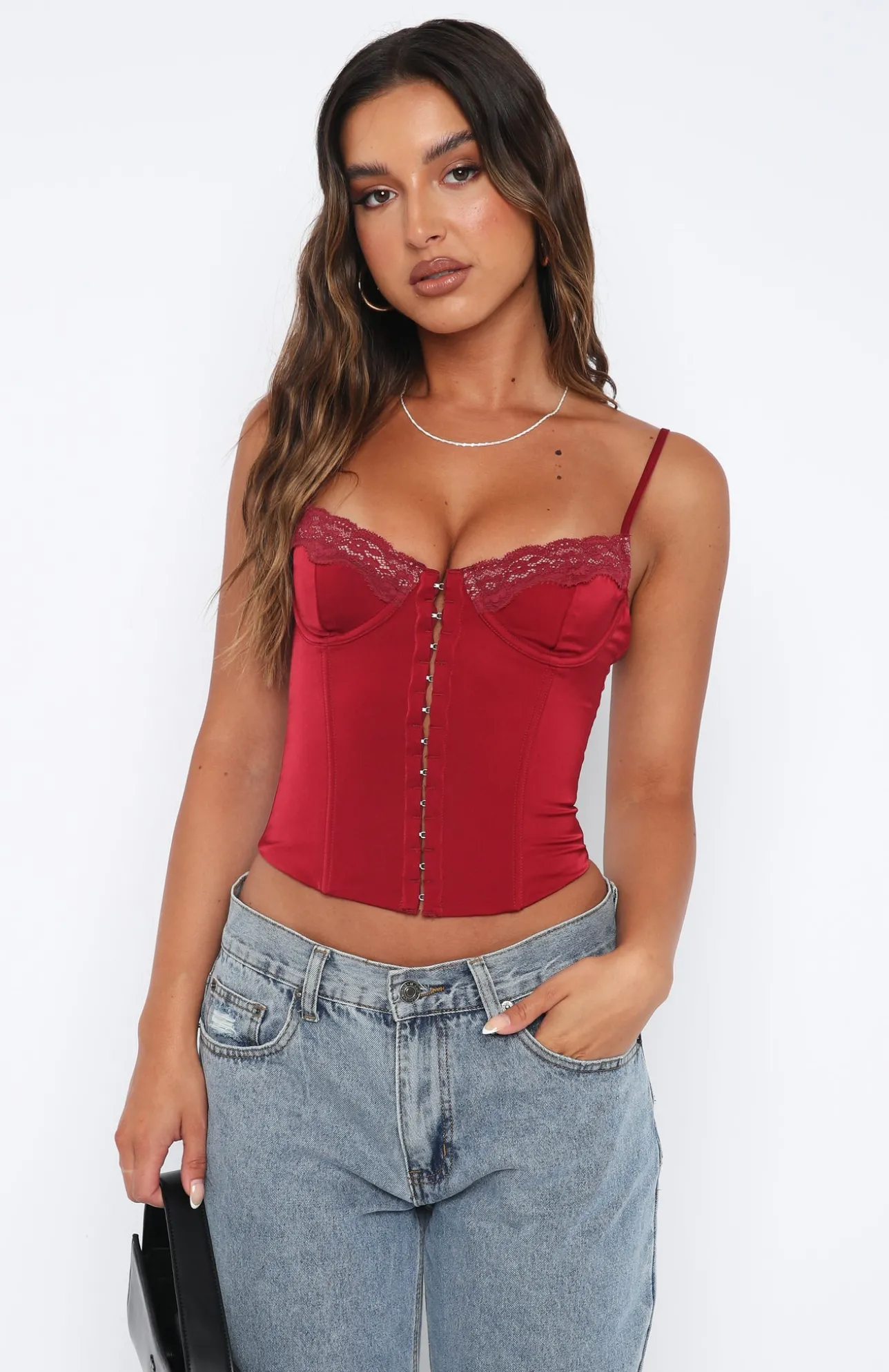 White Fox Boutique Pour It Up Bustier Wine red Fashion