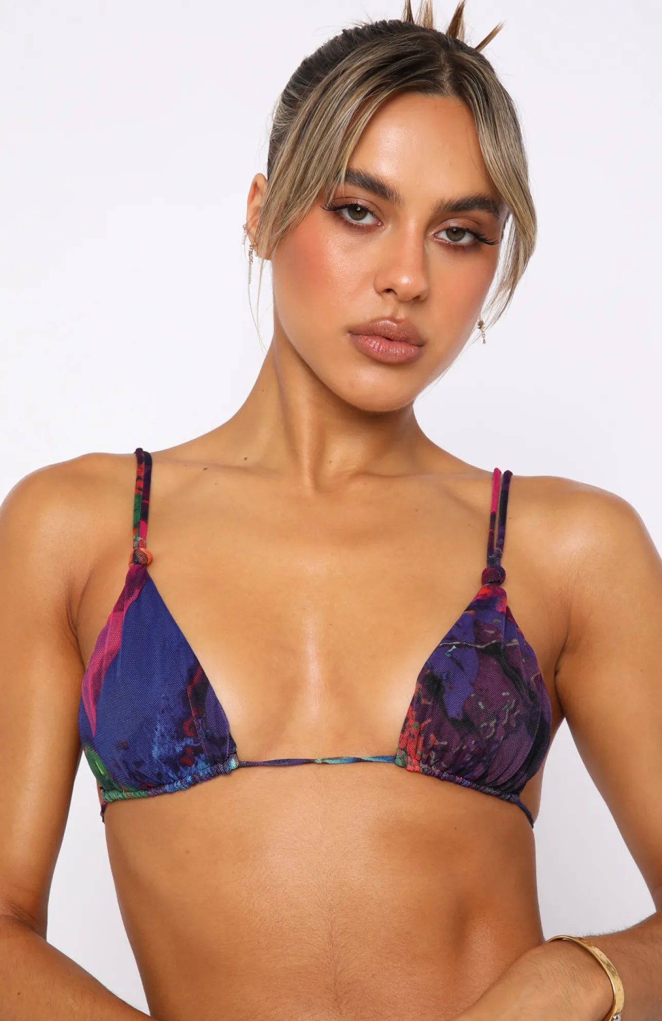 White Fox Boutique Private Island Bikini Top Radiation multi Flash Sale