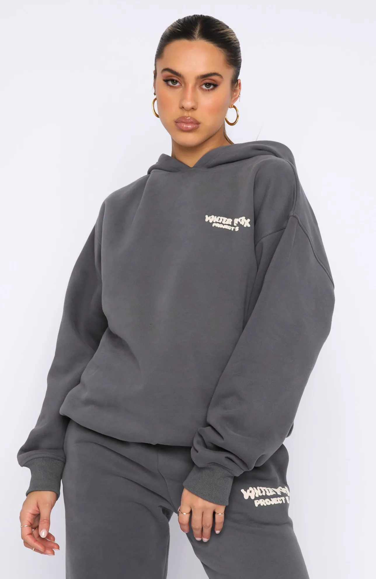 White Fox Boutique Project 5 Oversized Hoodie Volcanic grey Online