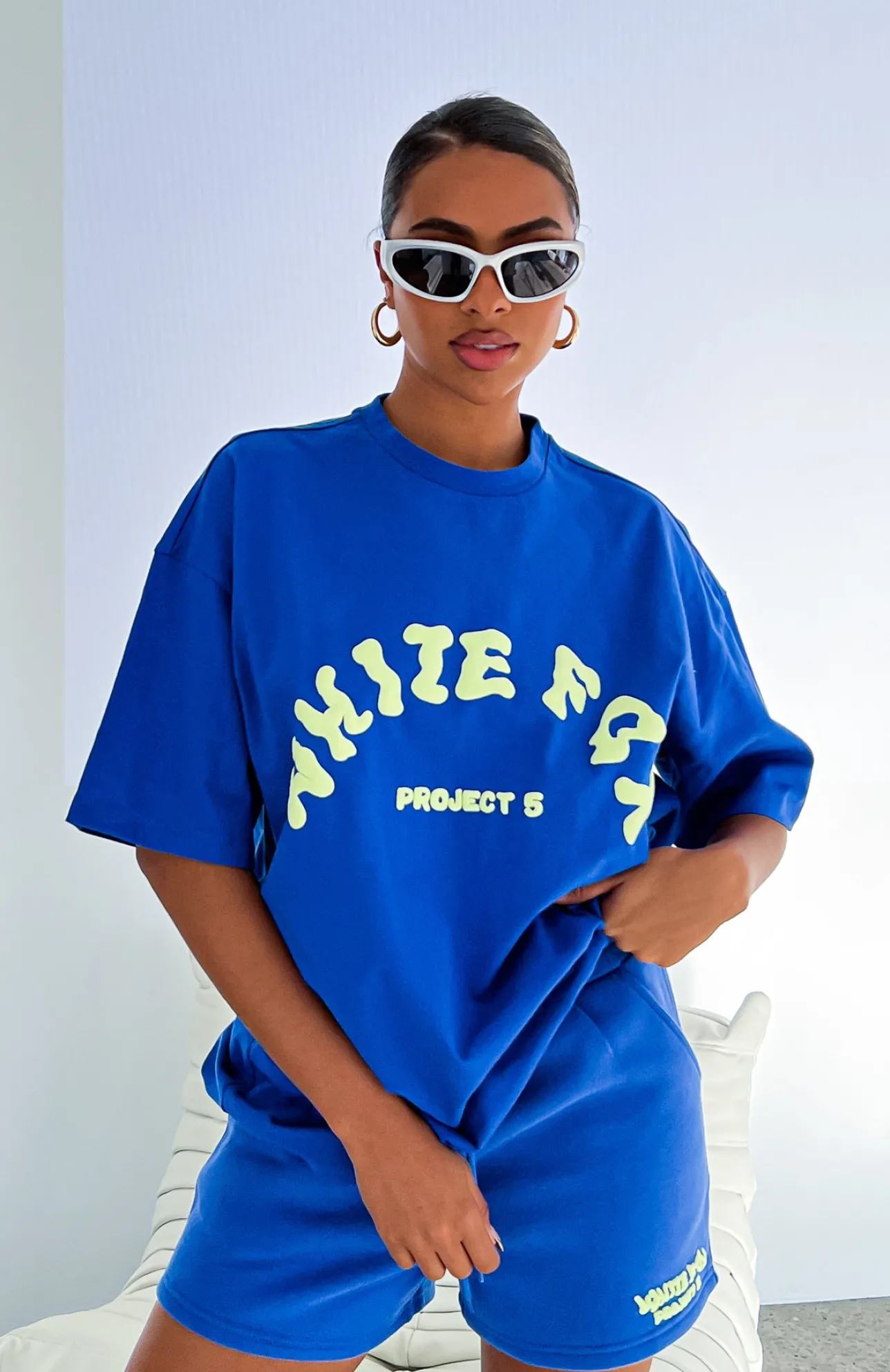 White Fox Boutique Project 5 Oversized Tee Cobalt blue Sale