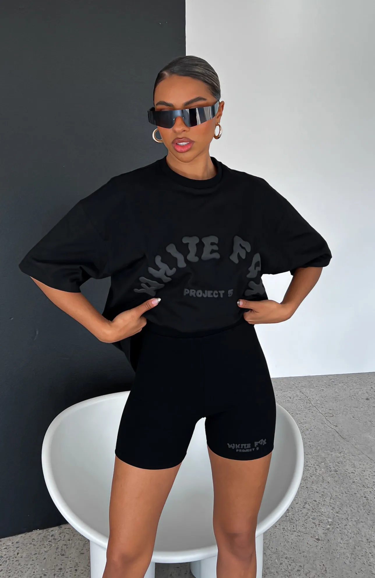 White Fox Boutique Project 5 Oversized Tee Ink black Sale