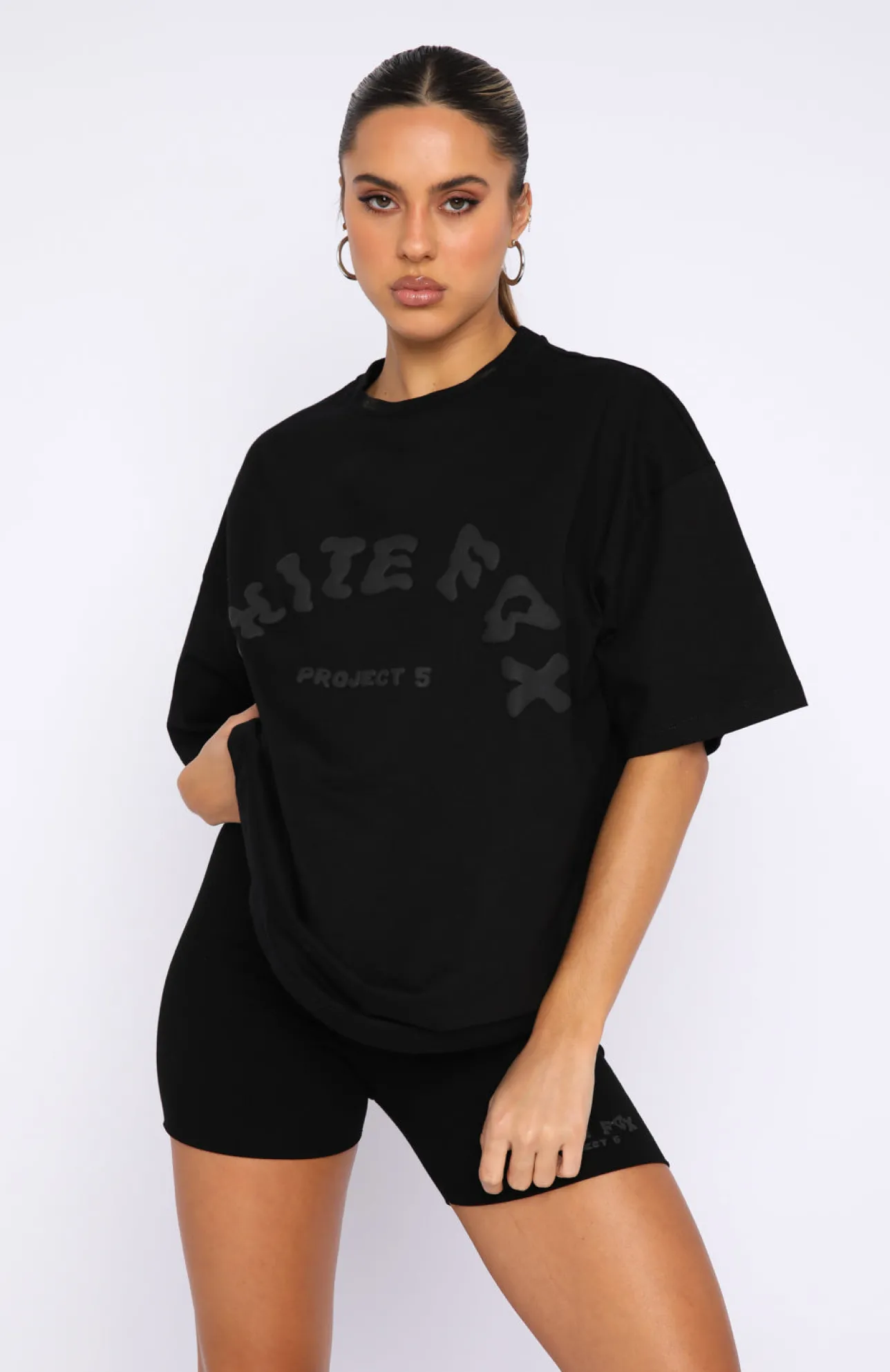 White Fox Boutique Project 5 Oversized Tee Ink black Sale