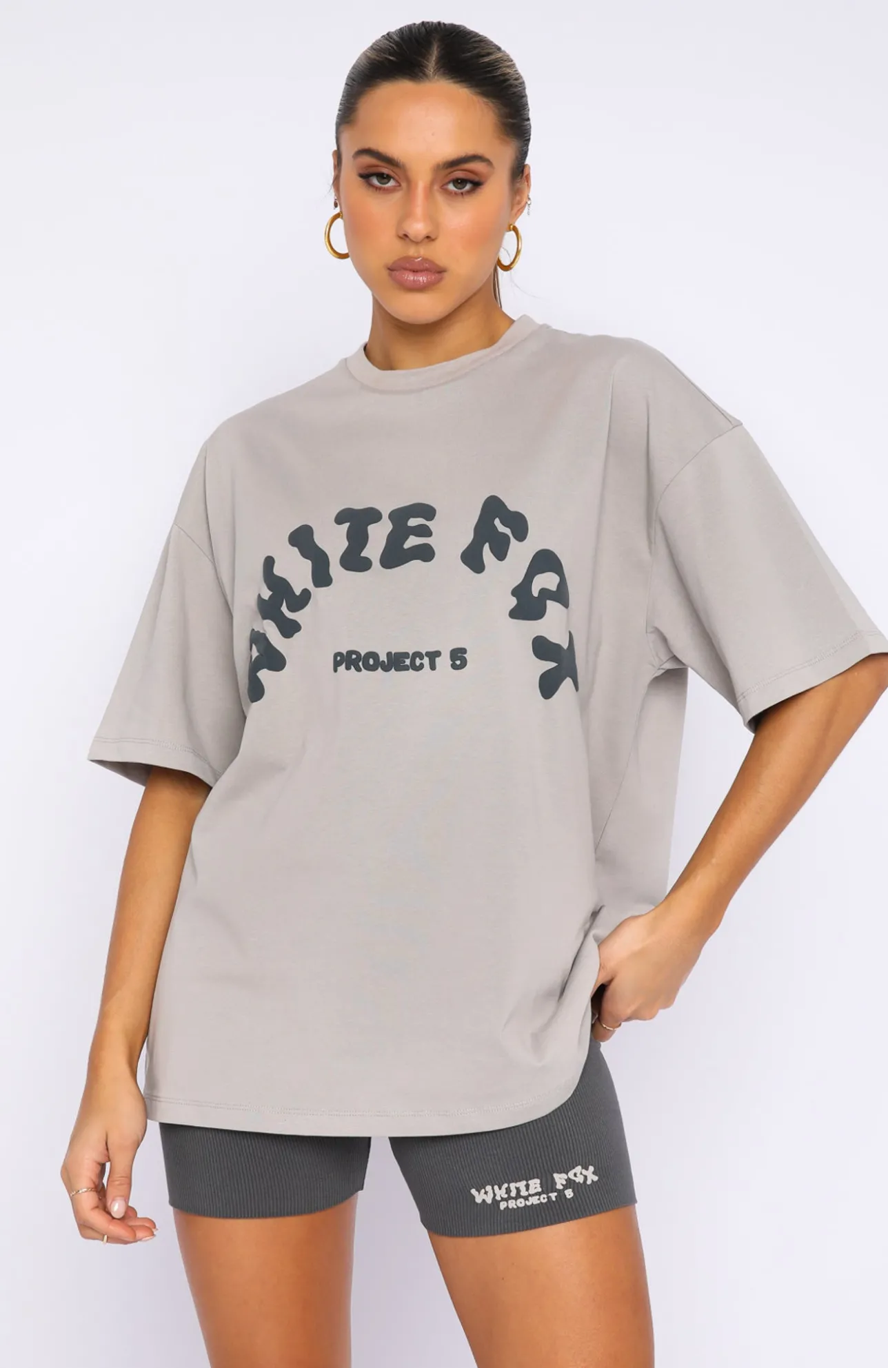 White Fox Boutique Project 5 Oversized Tee Lunar grey Discount