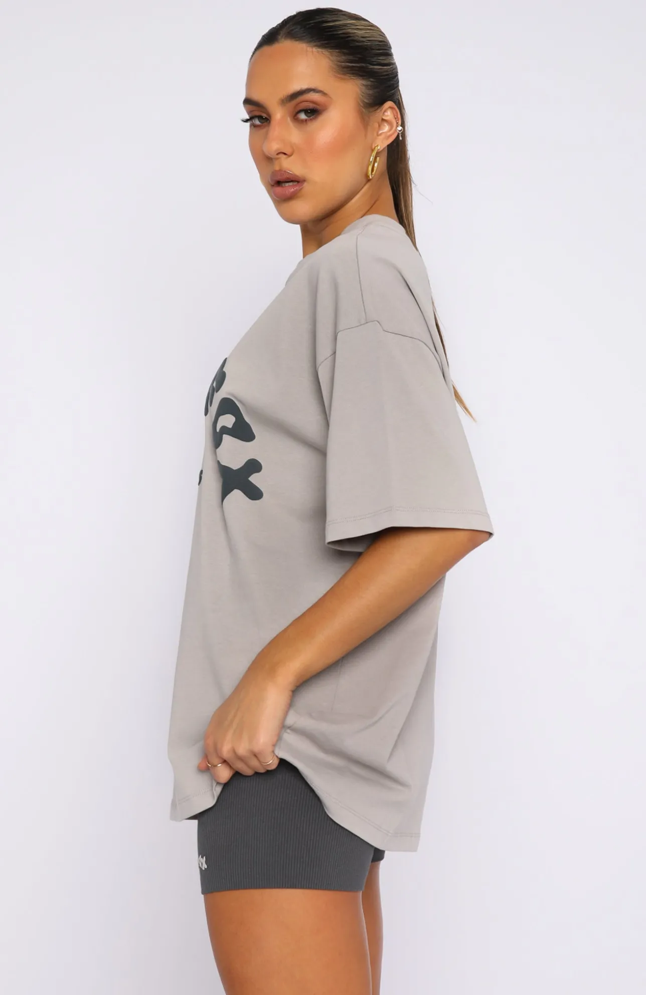 White Fox Boutique Project 5 Oversized Tee Lunar grey Discount