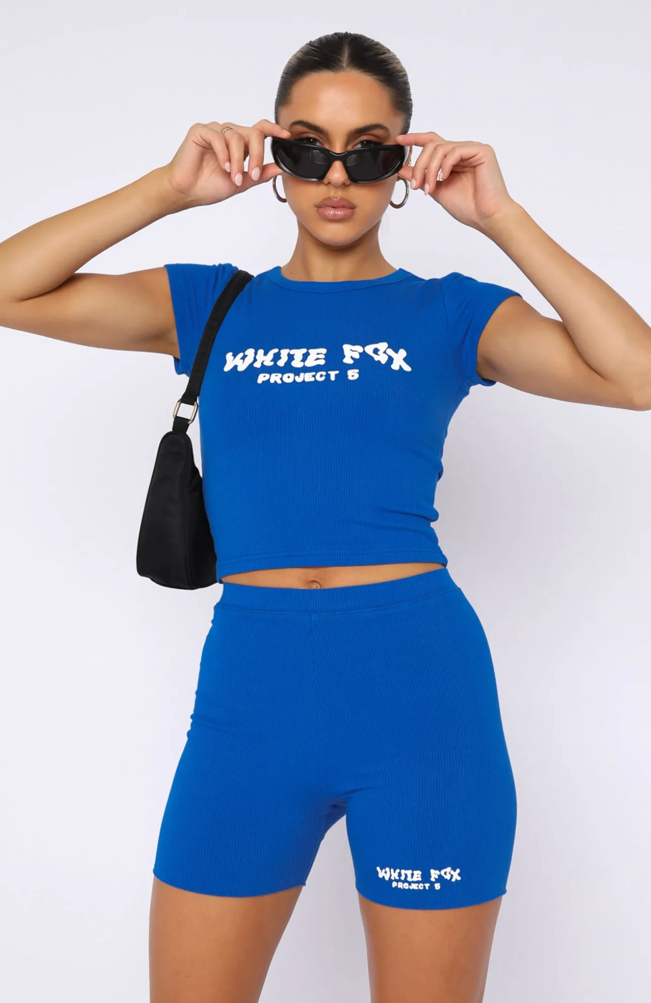 White Fox Boutique Project 5 Ribbed Baby Tee Cobalt blue Fashion