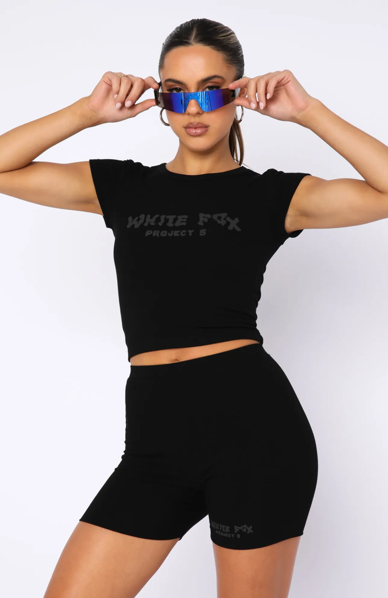 White Fox Boutique Project 5 Ribbed Baby Tee Ink black Store