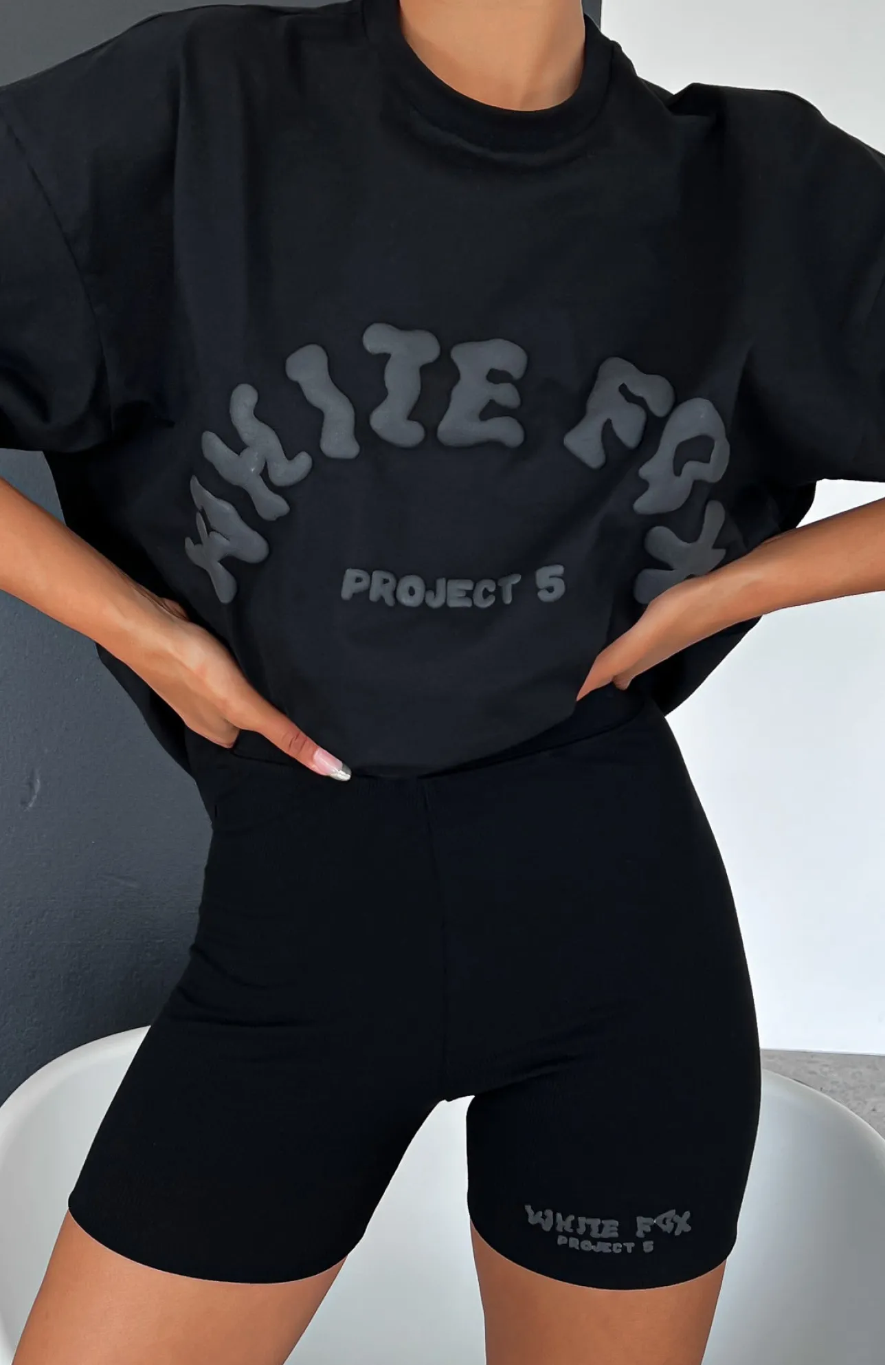 White Fox Boutique Project 5 Ribbed Bike Shorts Ink black Online
