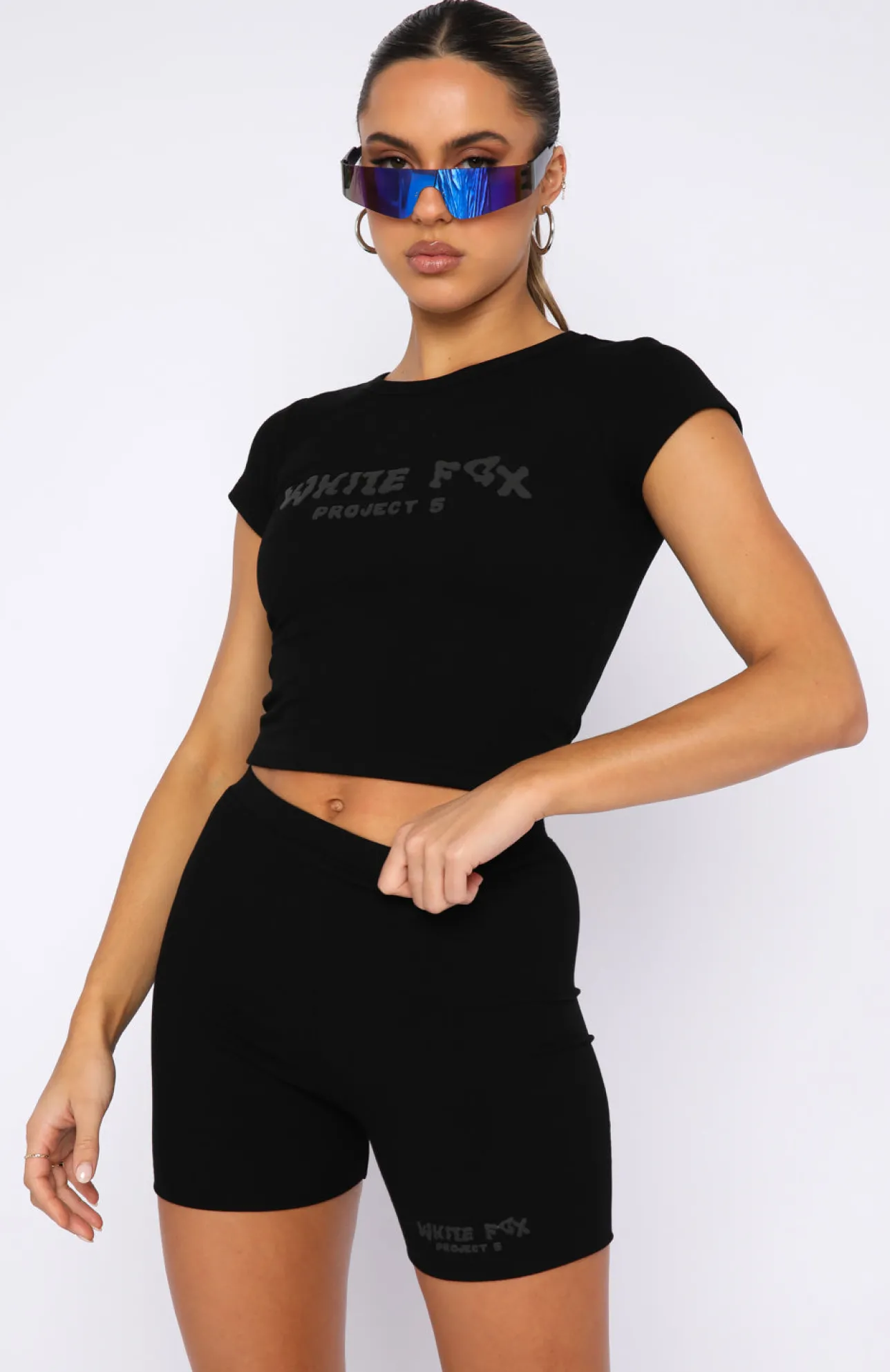 White Fox Boutique Project 5 Ribbed Bike Shorts Ink black Online