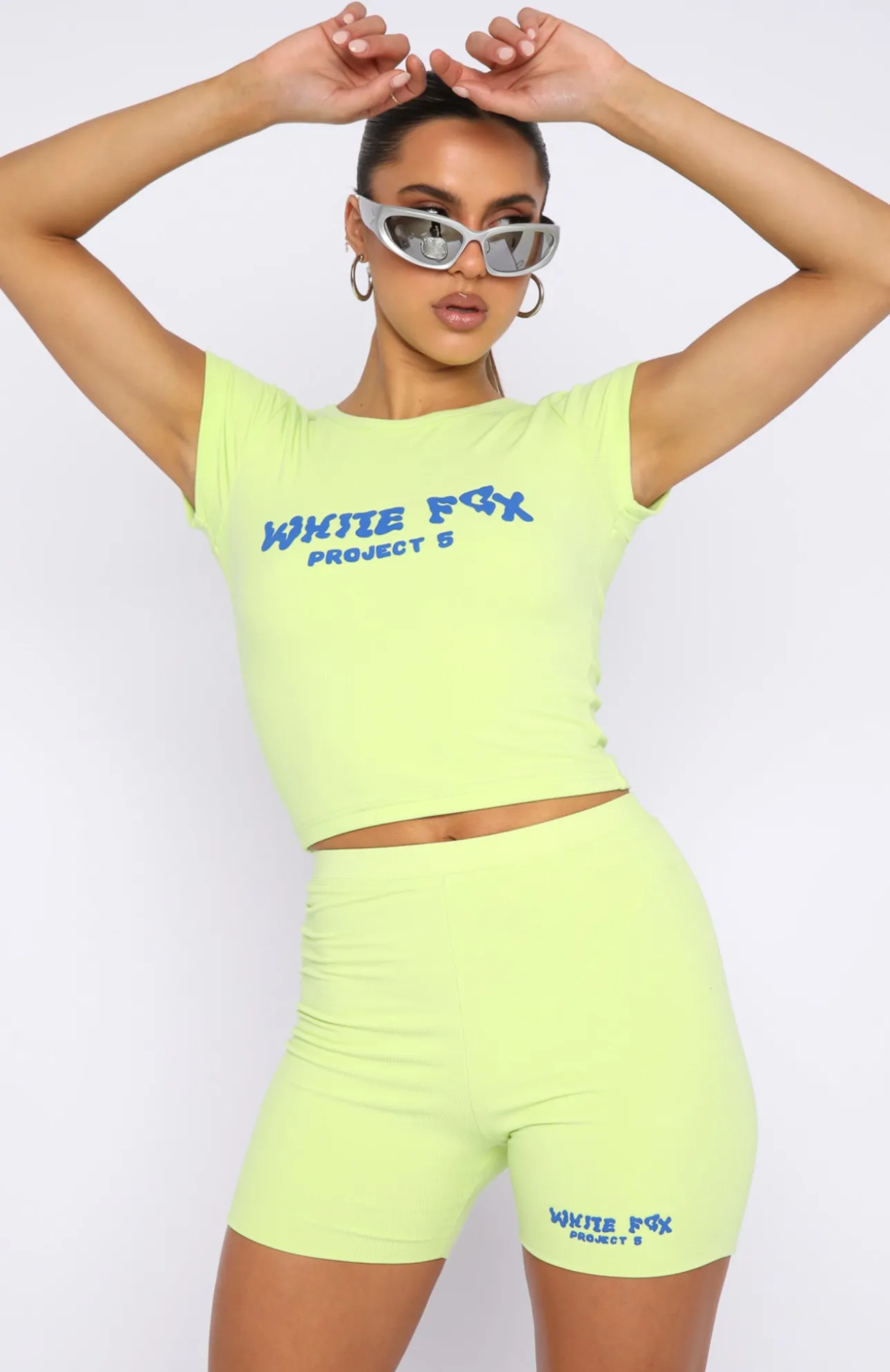White Fox Boutique Project 5 Ribbed Bike Shorts Lime green New