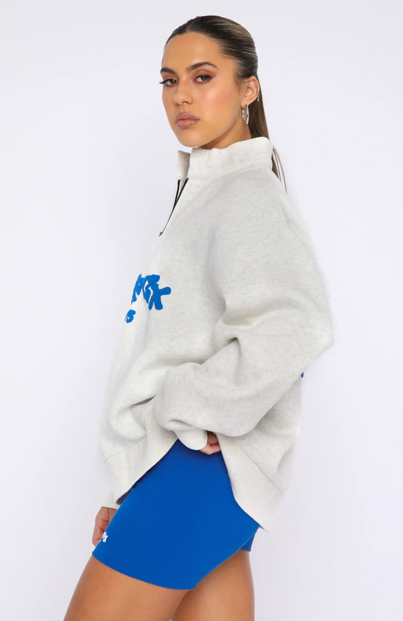 White Fox Boutique Project 5 Zip Front Sweater Gravity grey Clearance