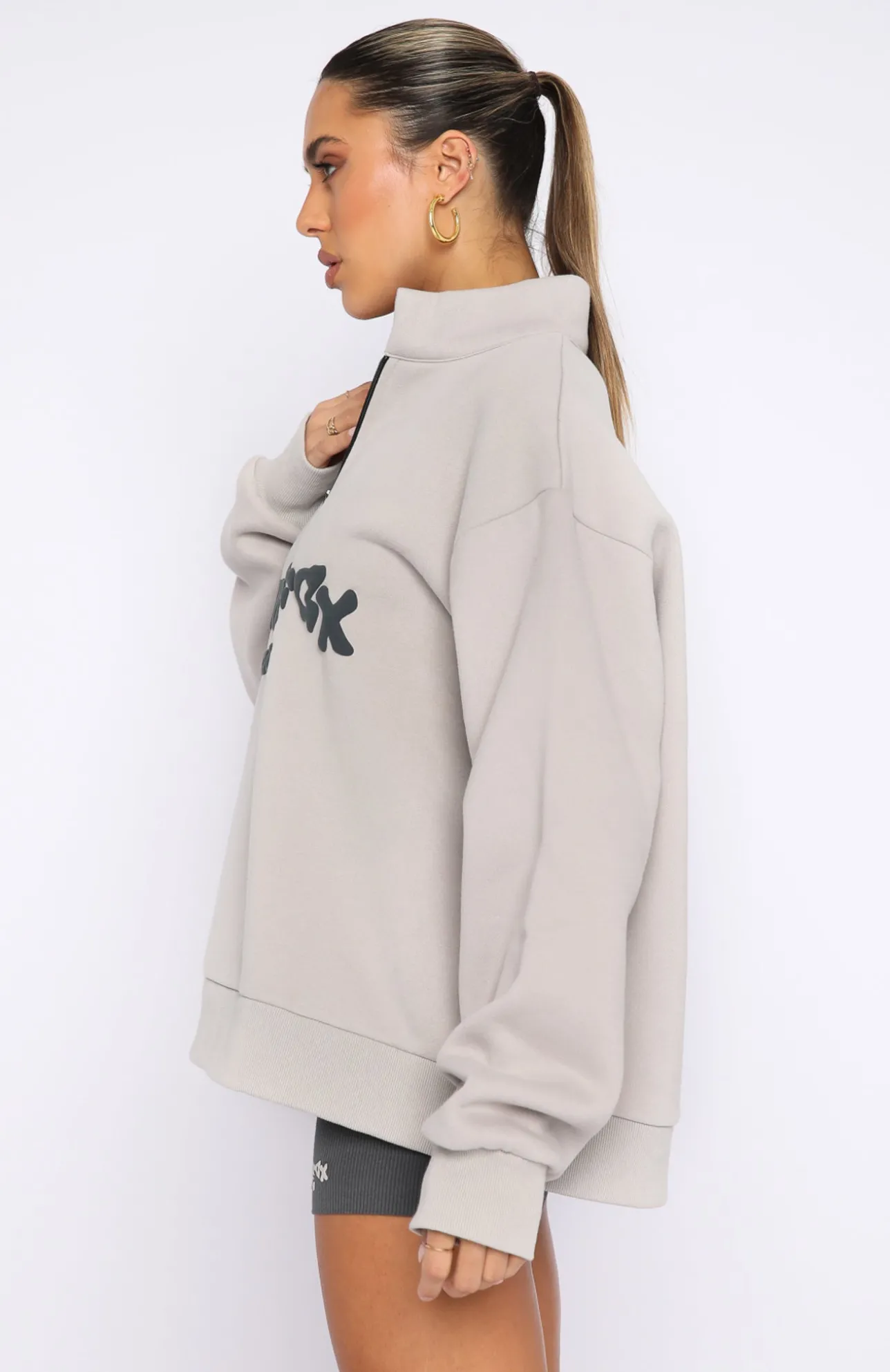 White Fox Boutique Project 5 Zip Front Sweater Lunar grey Cheap