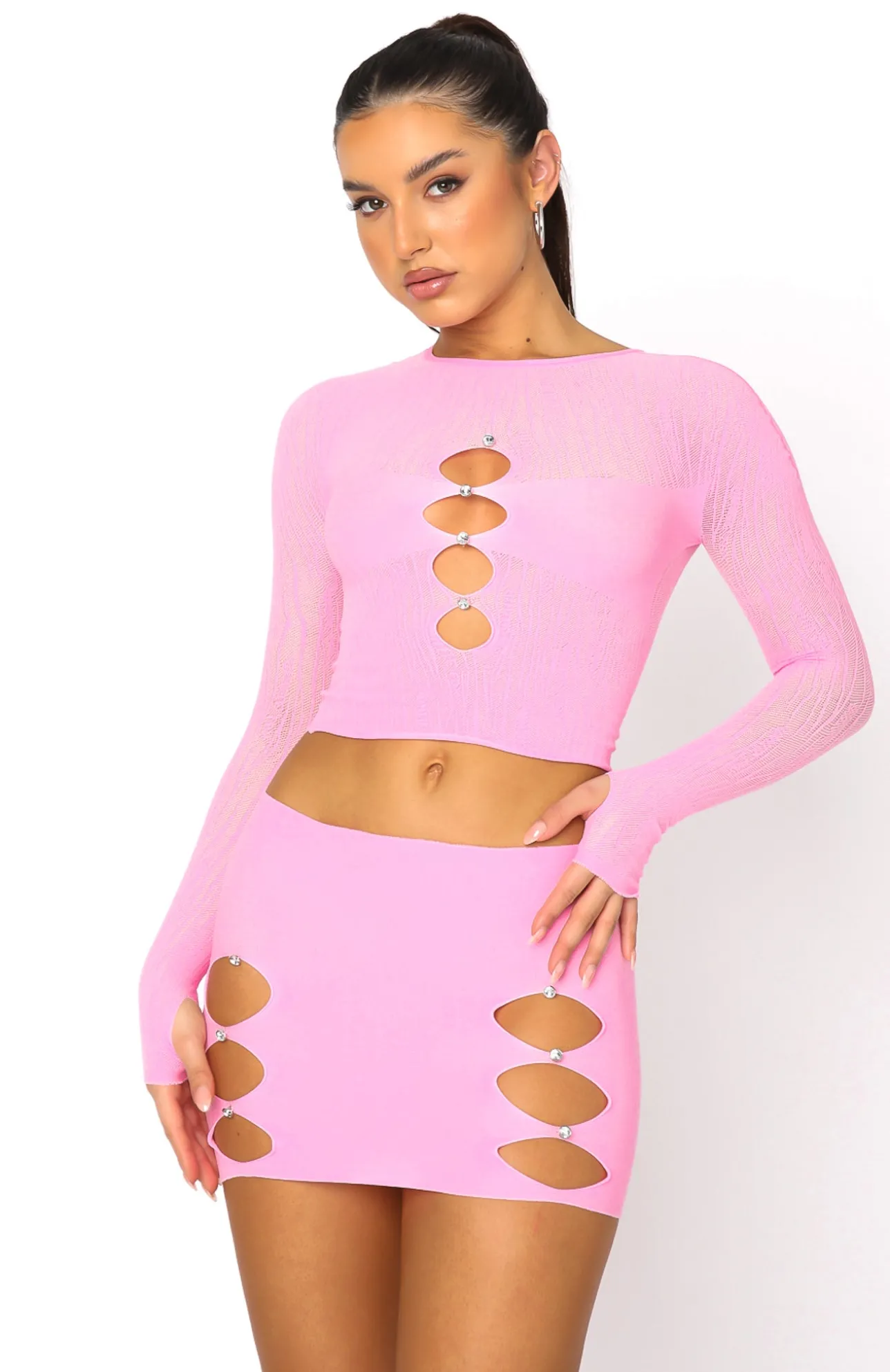 White Fox Boutique Promise Me Long Sleeve Crop pink Online