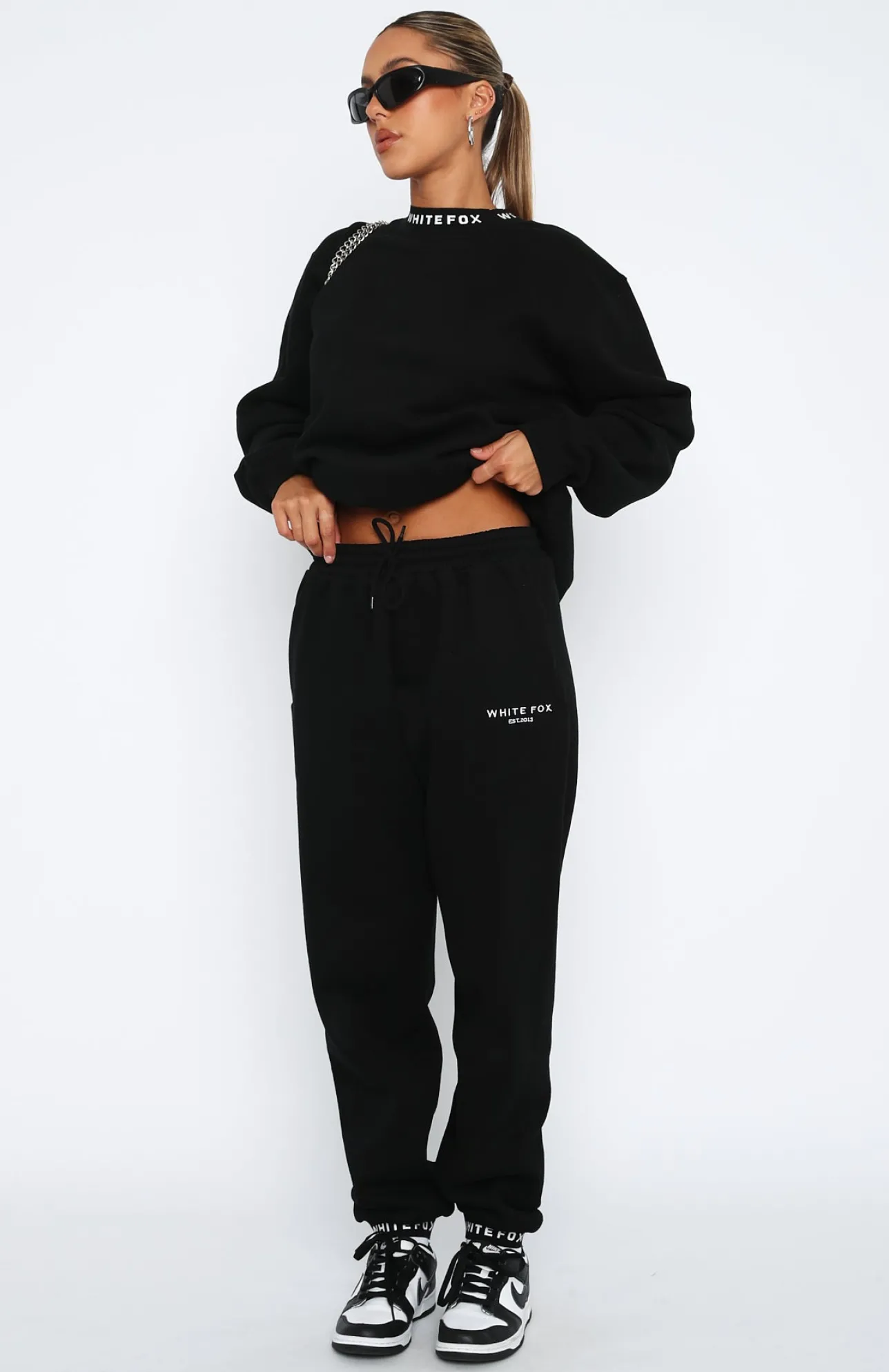 White Fox Boutique Put It On Repeat Sweatpants black Shop