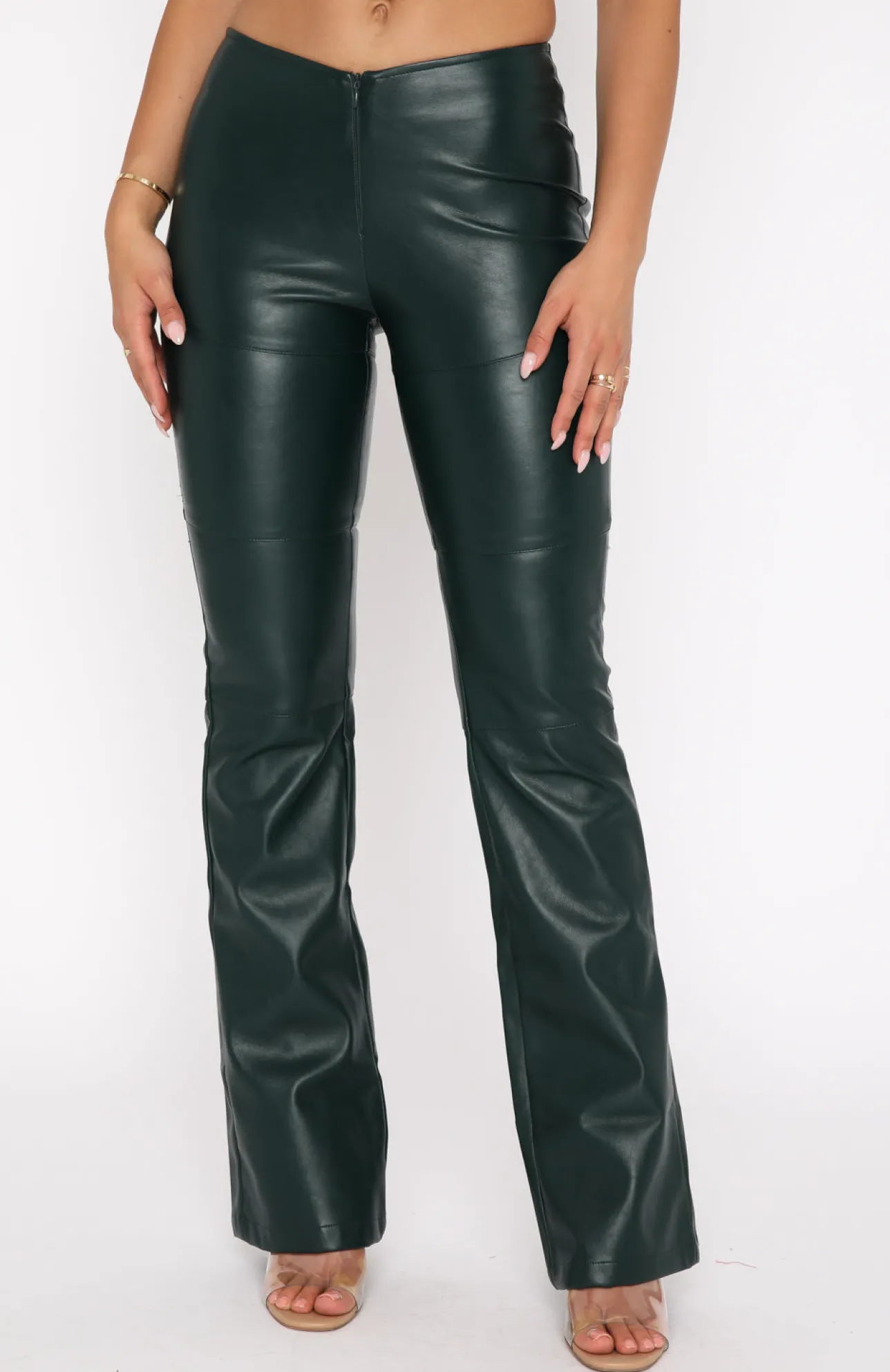 White Fox Boutique Rare Moment PU Pants Forest green Best Sale