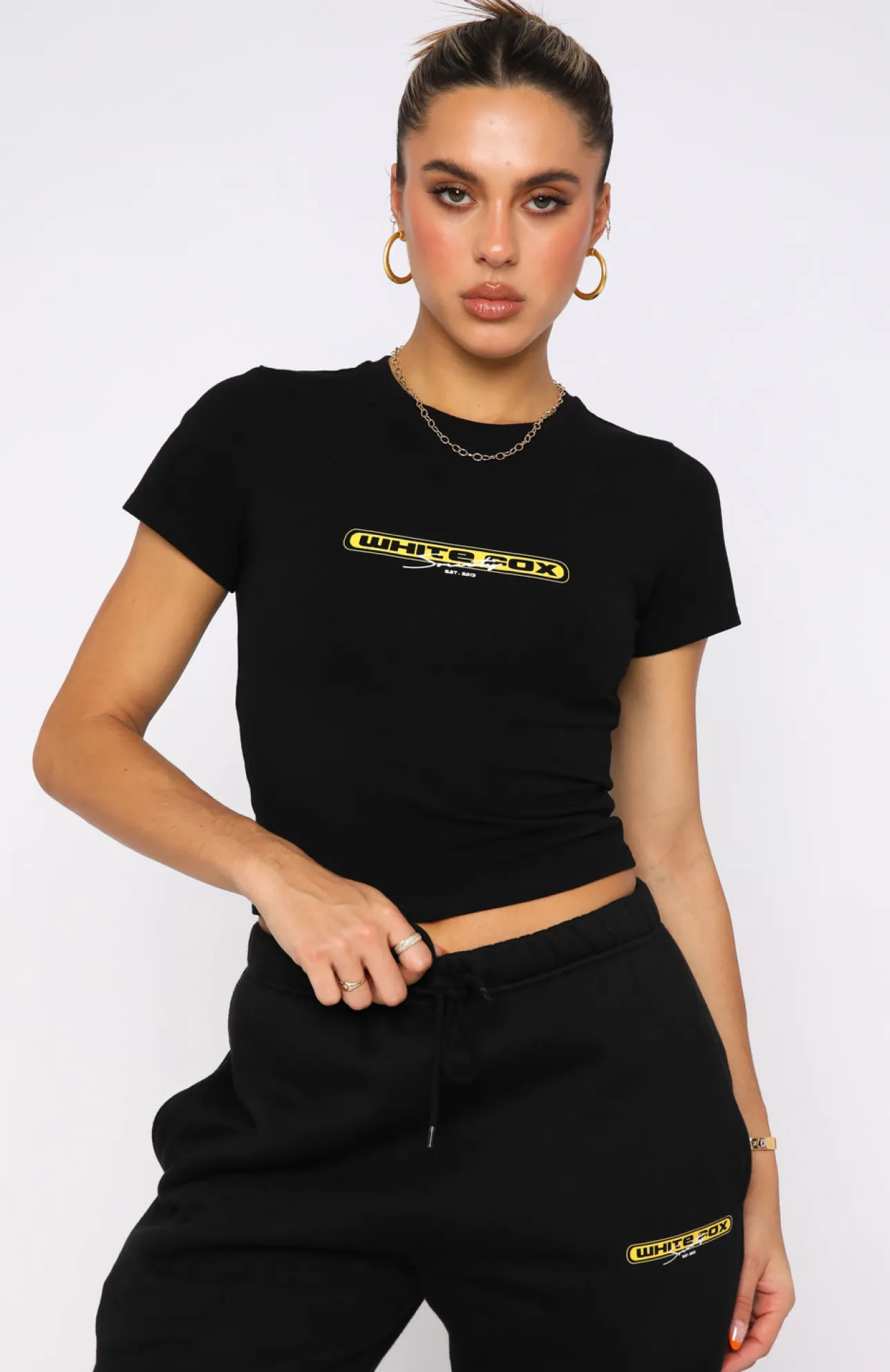 White Fox Boutique Raw Moments Cropped Tee black Best