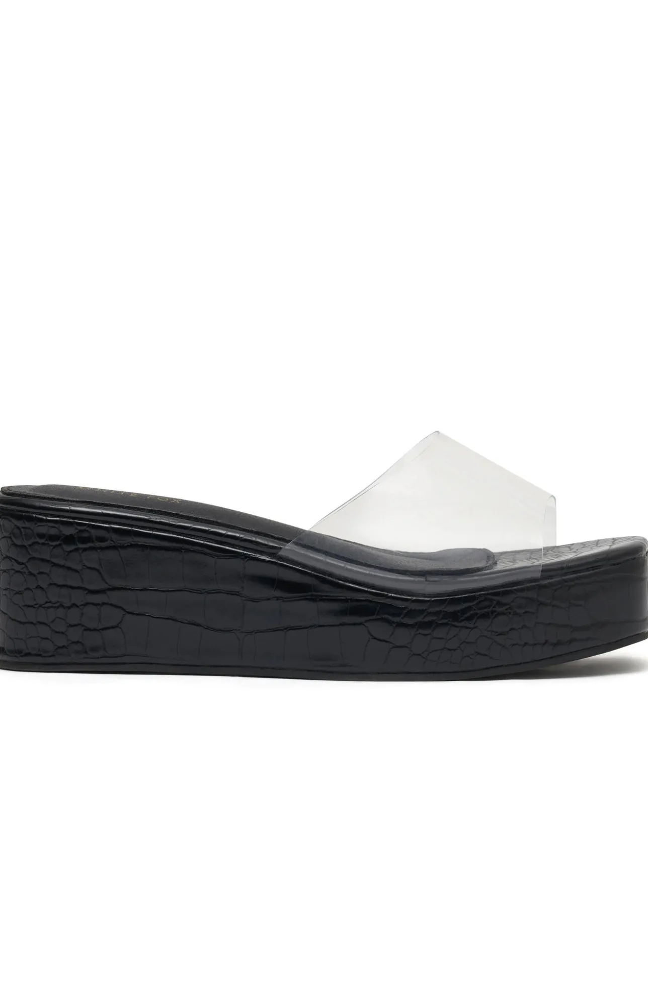 White Fox Boutique Rayna Platform Slides Croc black Cheap