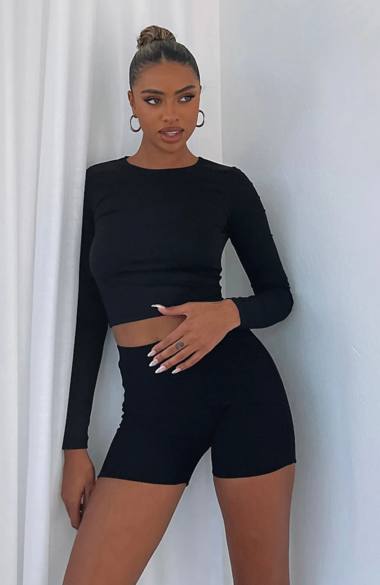 White Fox Boutique Reality Check Ribbed Bike Shorts black Online