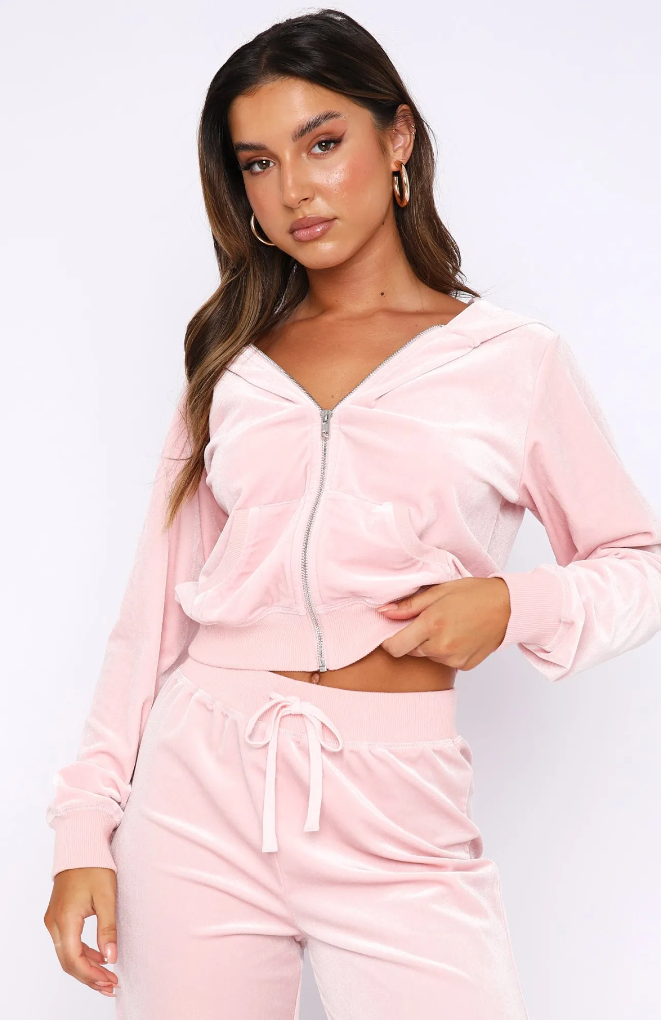 White Fox Boutique Right Next To You Cropped Jacket Baby pink Fashion