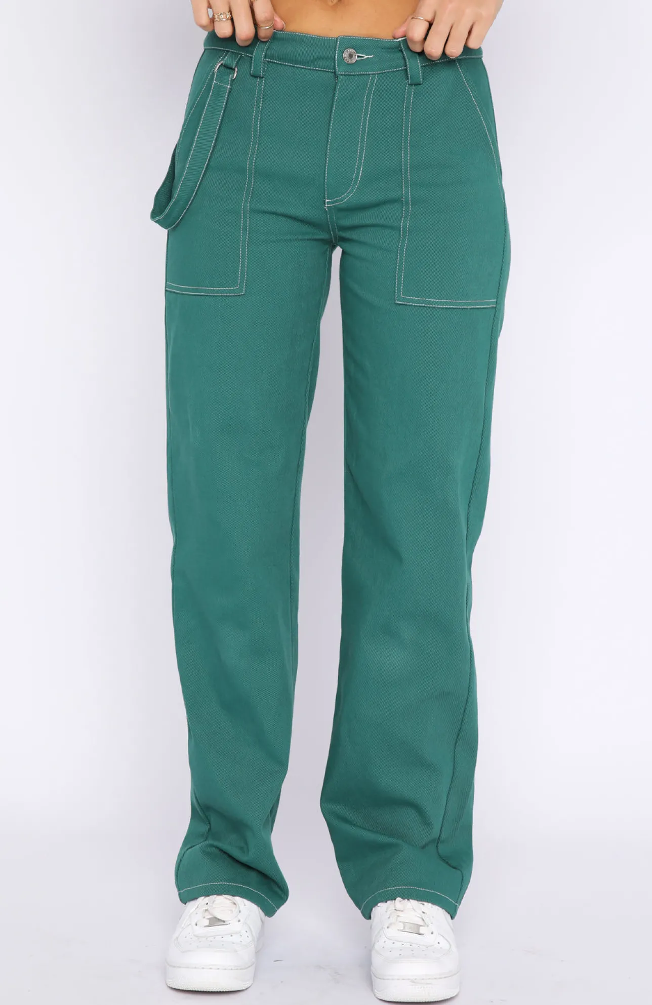 White Fox Boutique Right Way Pants Forest green Store
