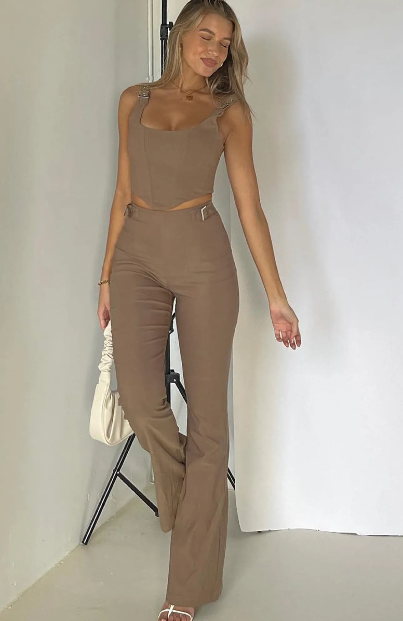 White Fox Boutique Satisfy Me Pants Mocha brown Fashion