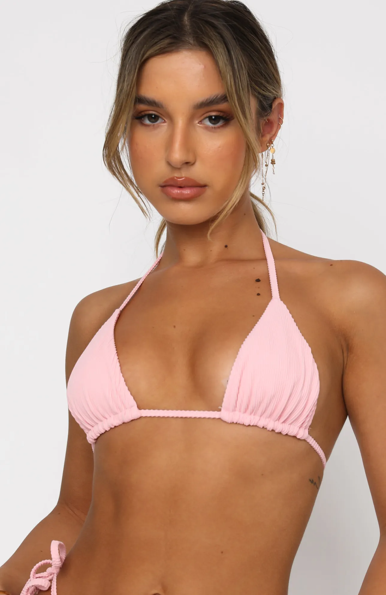 White Fox Boutique Sea Breeze Bikini Top Fairy Floss Rib pink Fashion