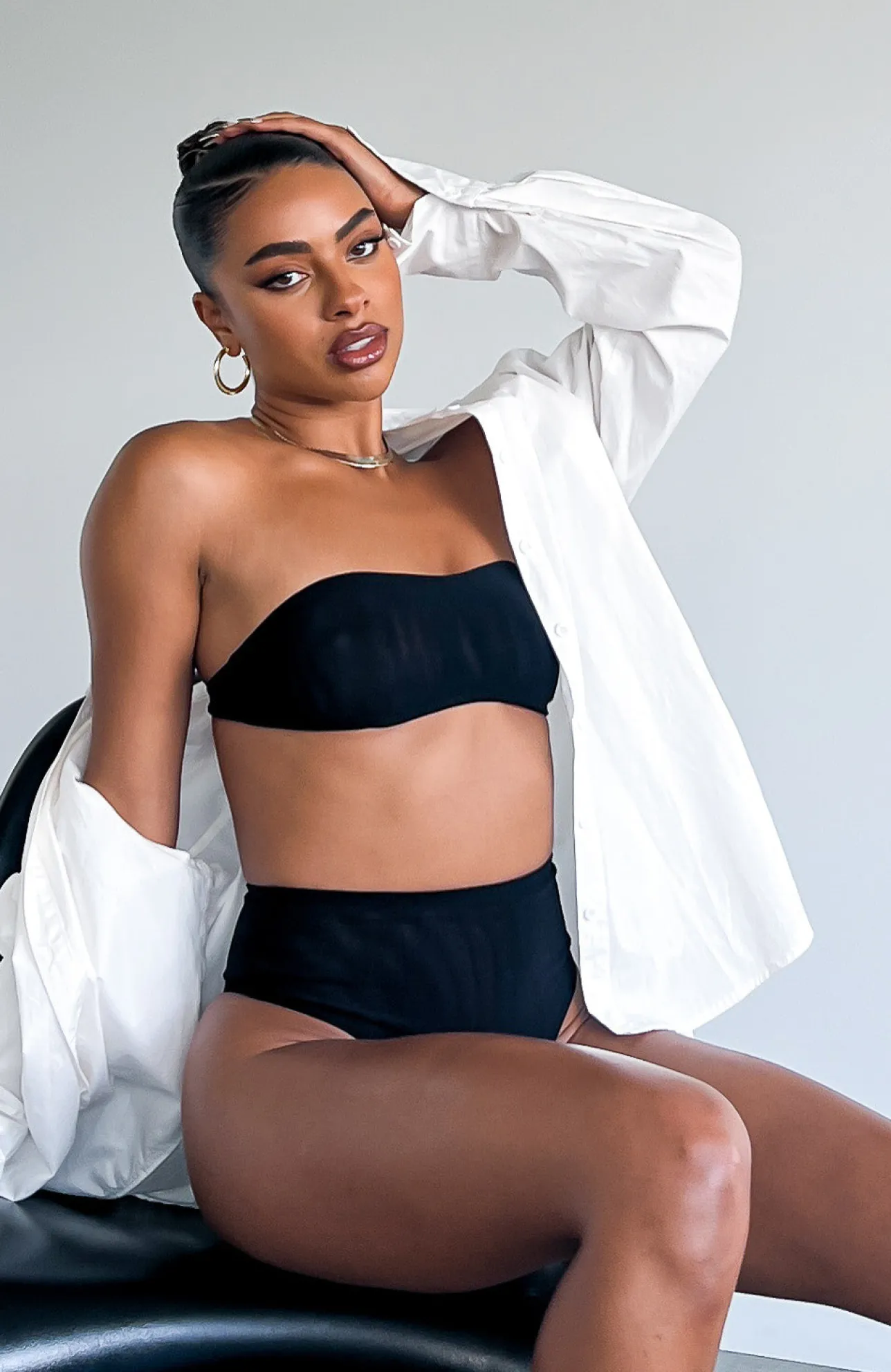 White Fox Boutique Secrets Out Mesh Bandeau Crop black Flash Sale