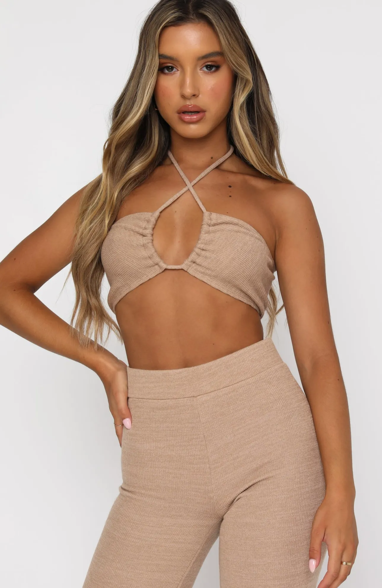 White Fox Boutique Self Made Crop Beige nude Sale
