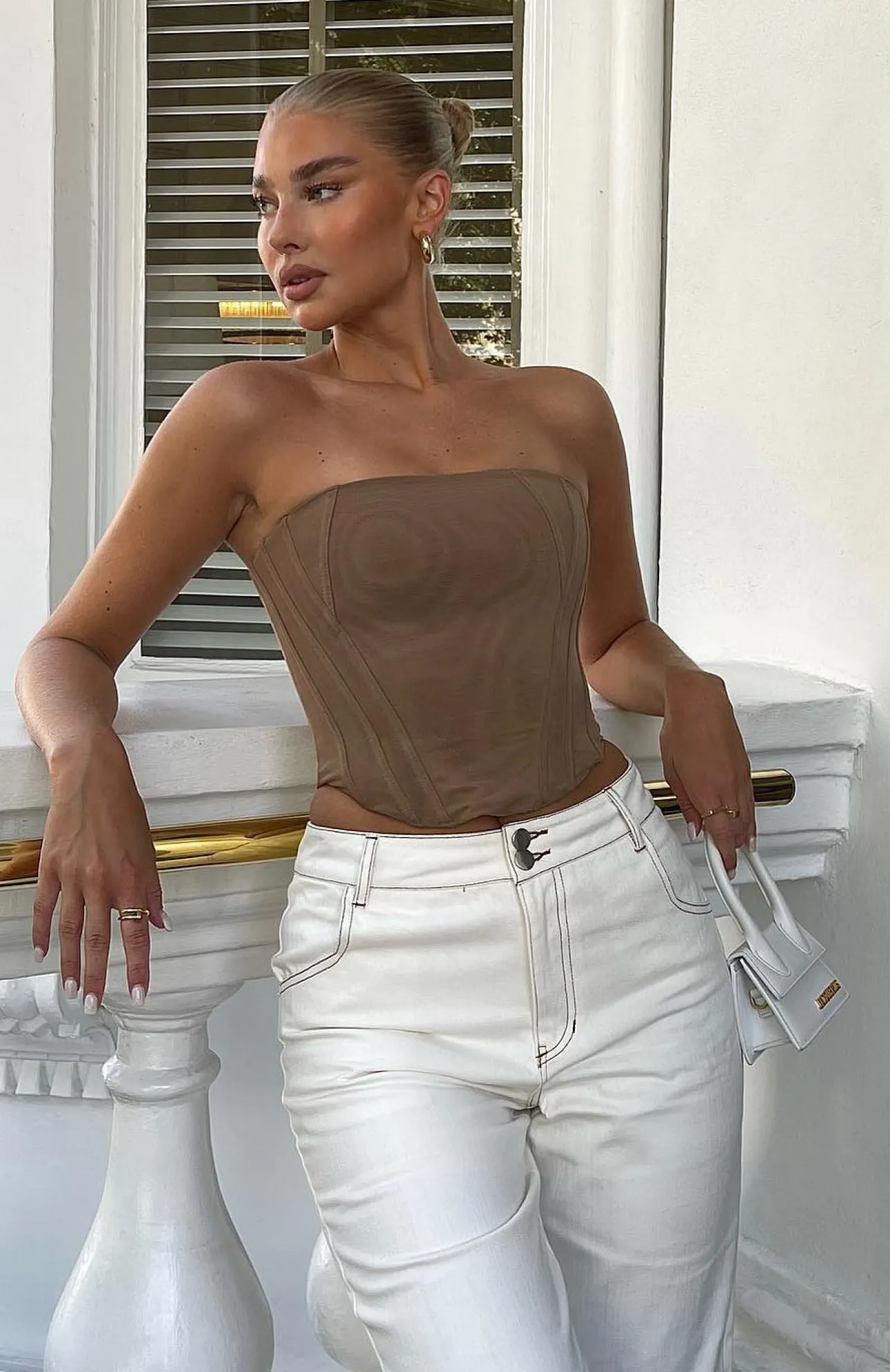 White Fox Boutique Sharp Edges Bustier Dark nude Flash Sale