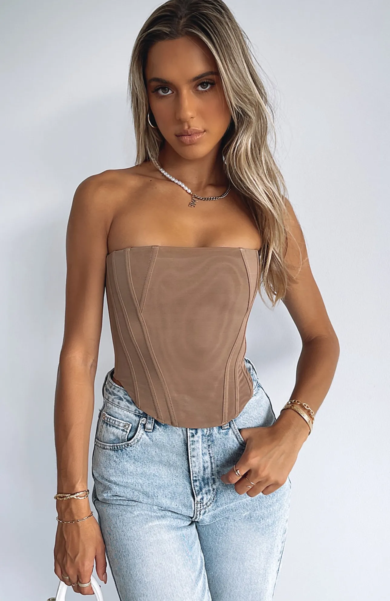White Fox Boutique Sharp Edges Bustier Dark nude Flash Sale