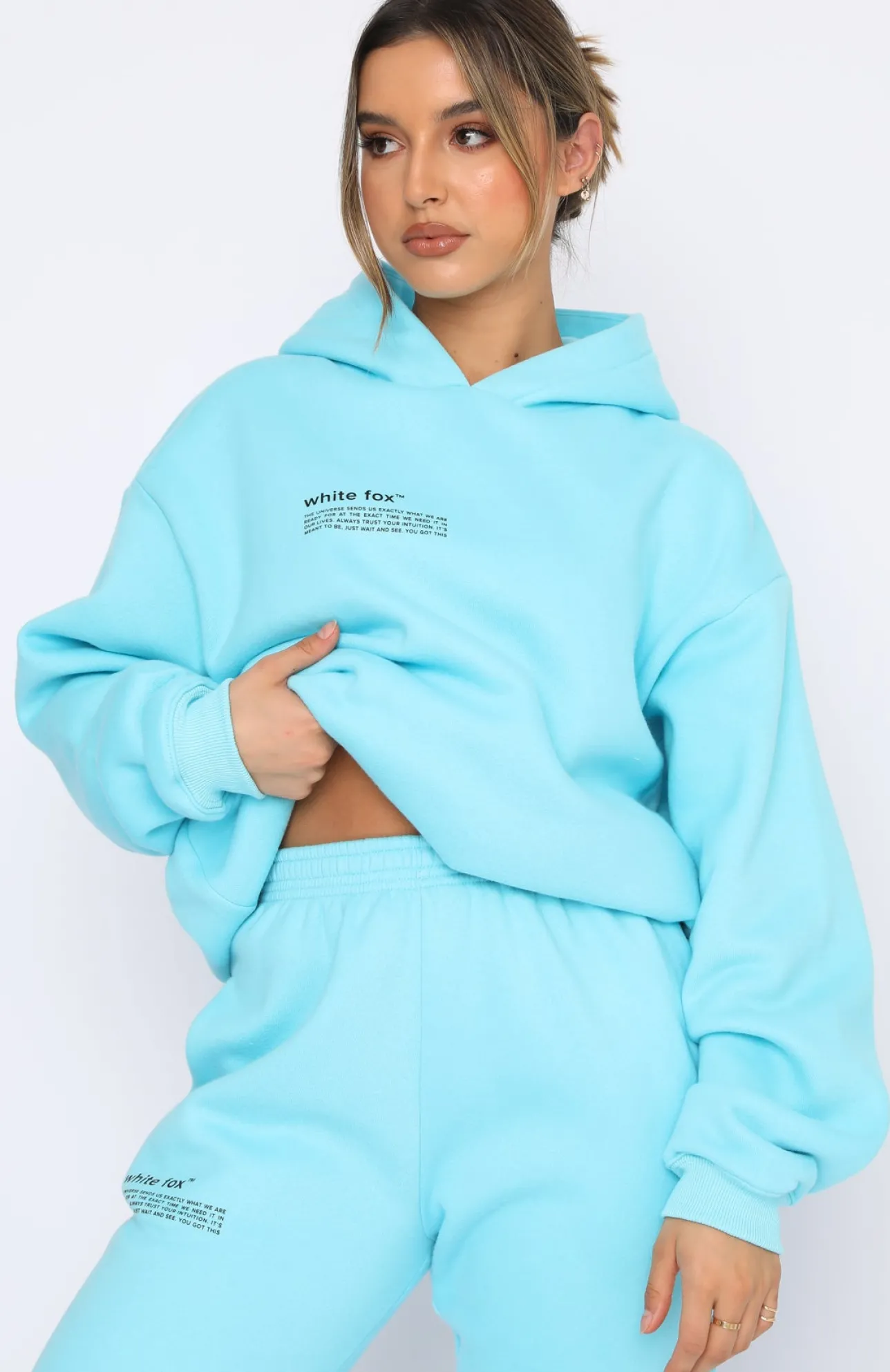 White Fox Boutique She's A Baddie Hoodie Arctic blue Best Sale