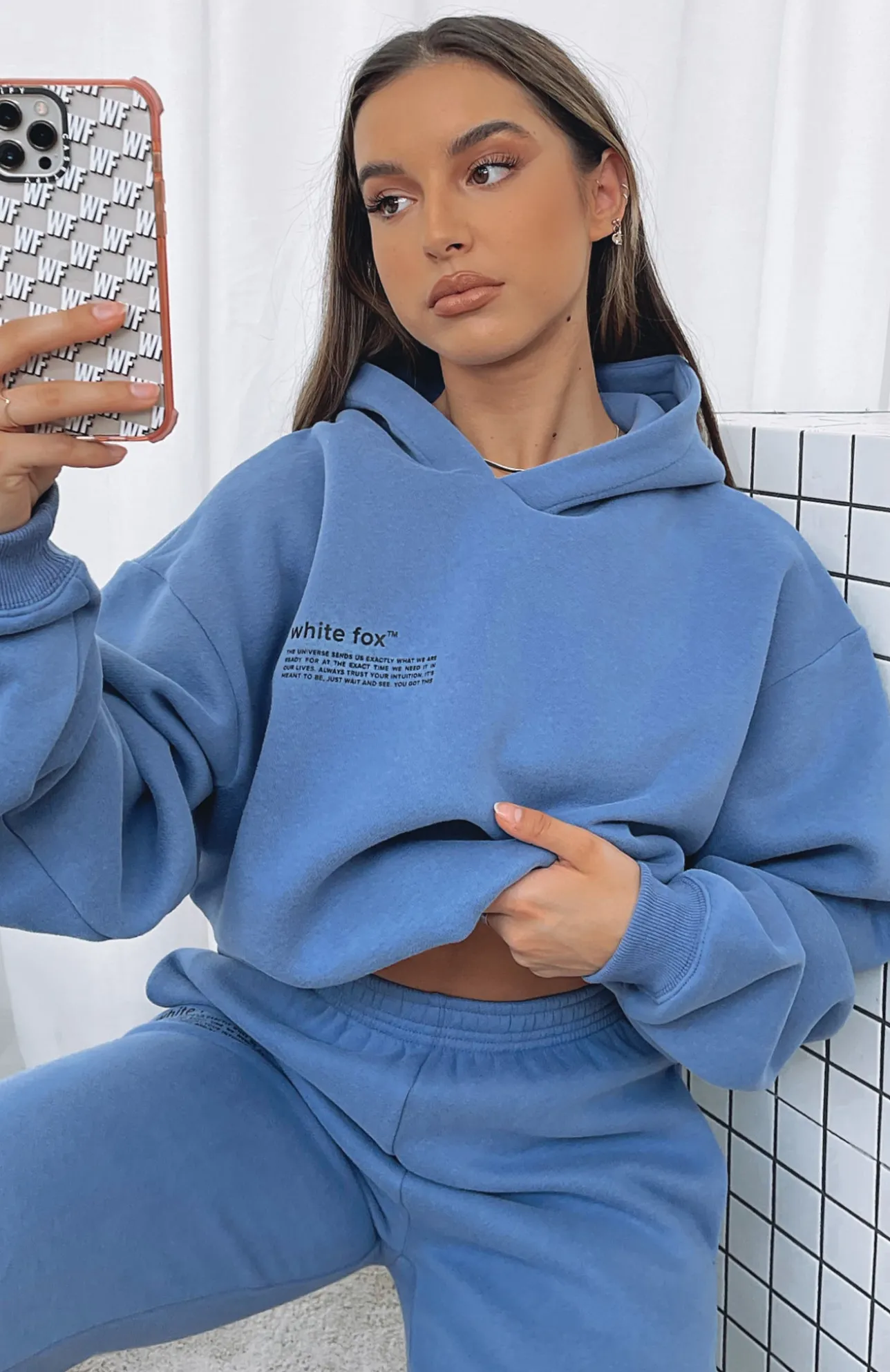 White Fox Boutique She's A Baddie Hoodie Dusk blue Fashion