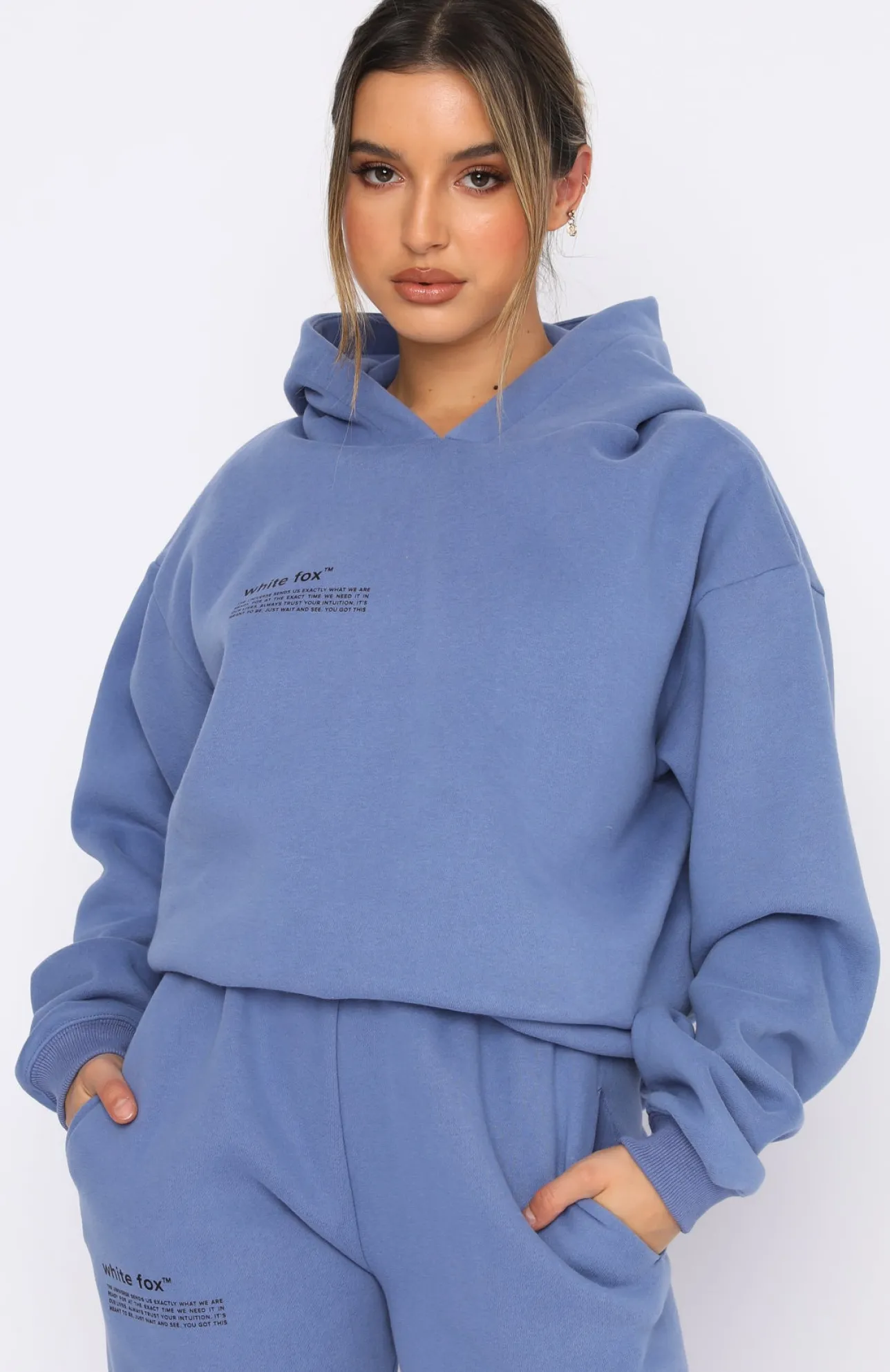 White Fox Boutique She's A Baddie Hoodie Dusk blue Fashion