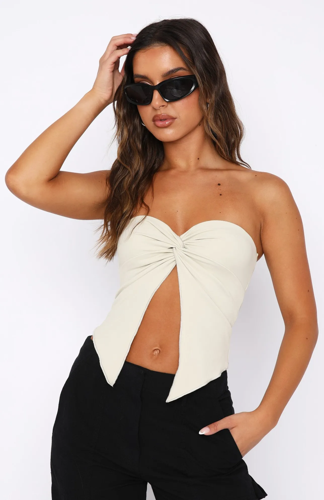 White Fox Boutique She's A Day Dreamer Crop Stone nude Store