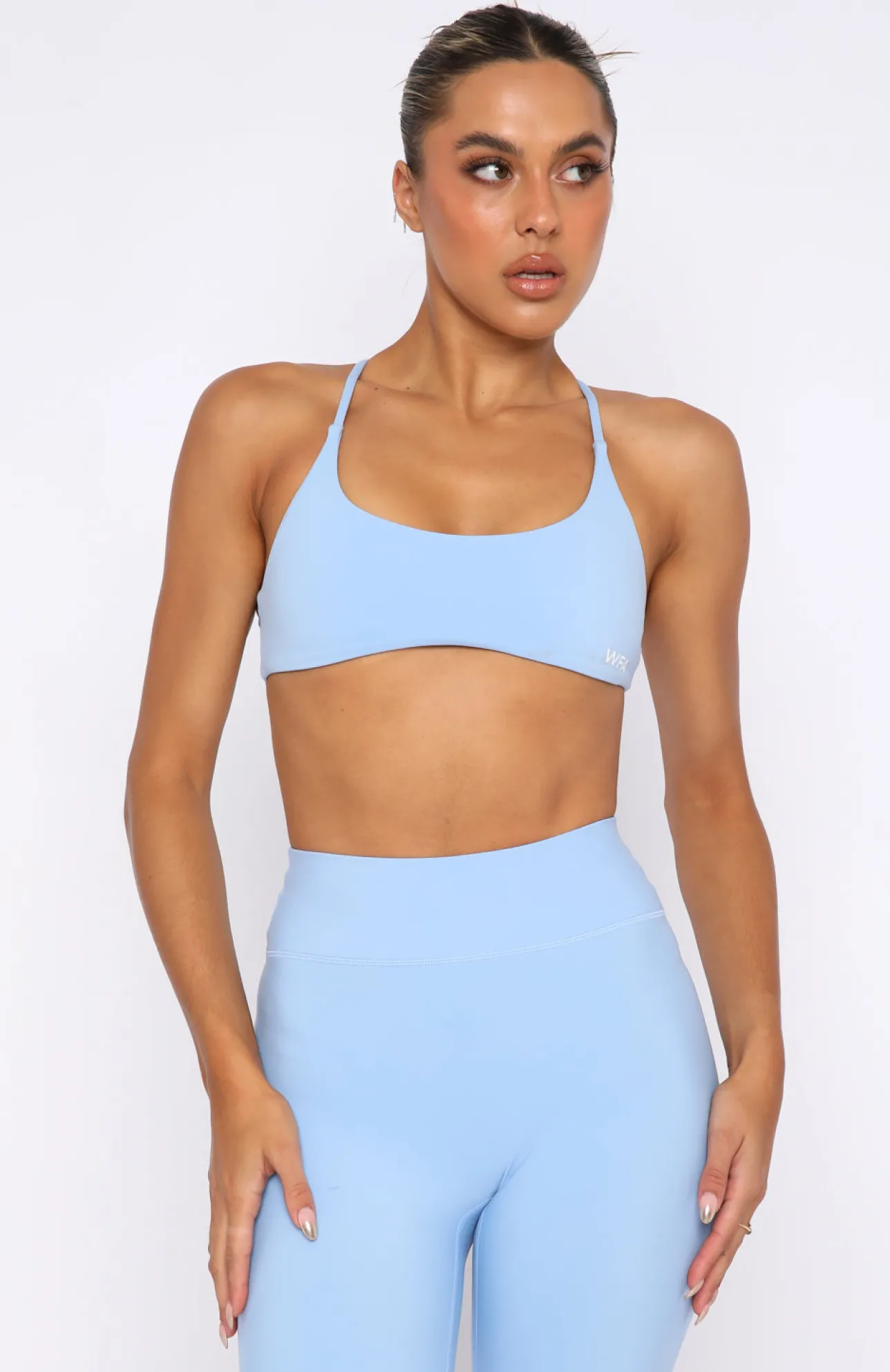 White Fox Boutique She's Healthy Sports Crop Sky blue Cheap