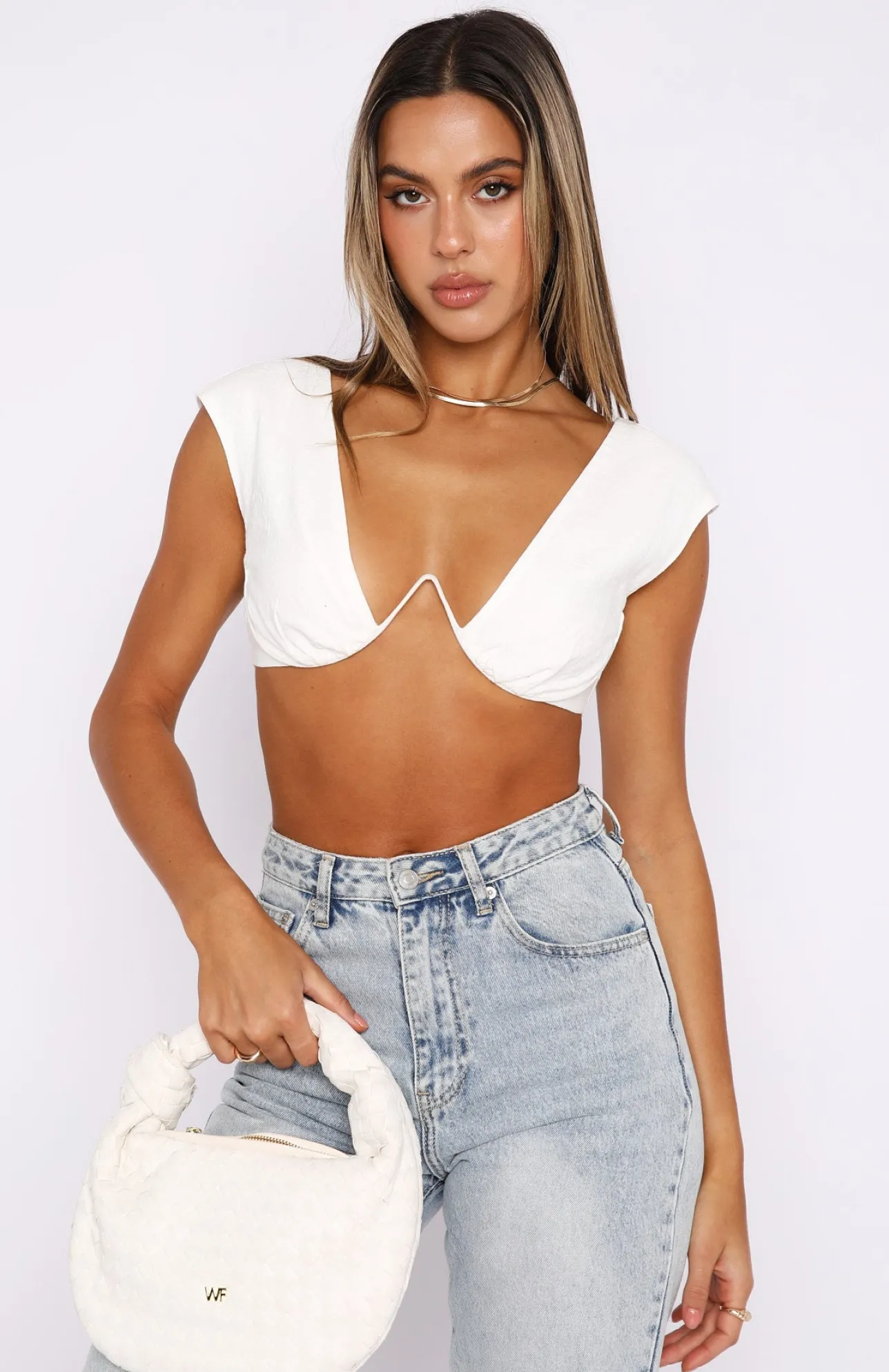 White Fox Boutique She's So Lovely Crop white Best Sale