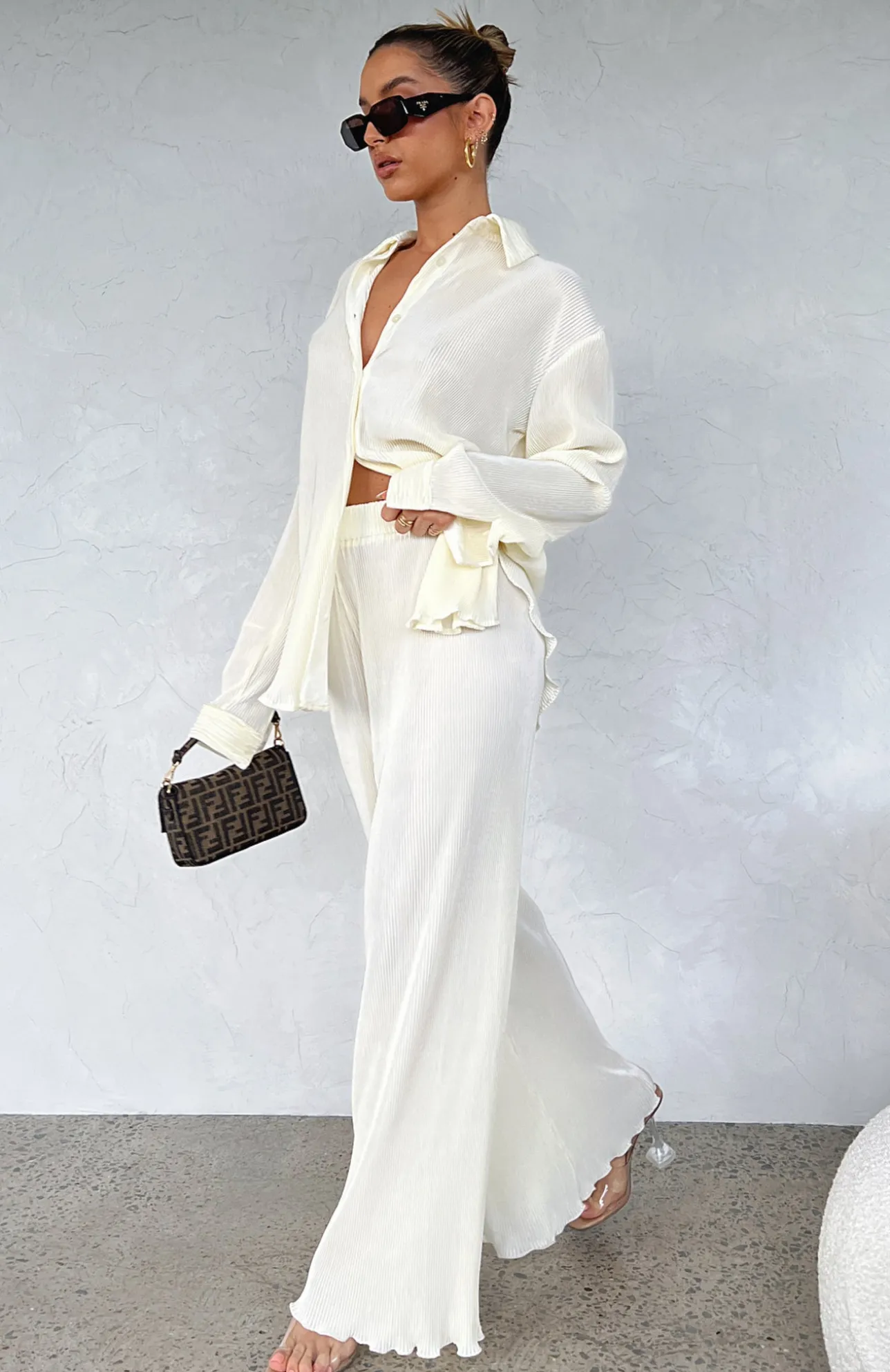 White Fox Boutique Sincerely Yours Pants Cream white Cheap