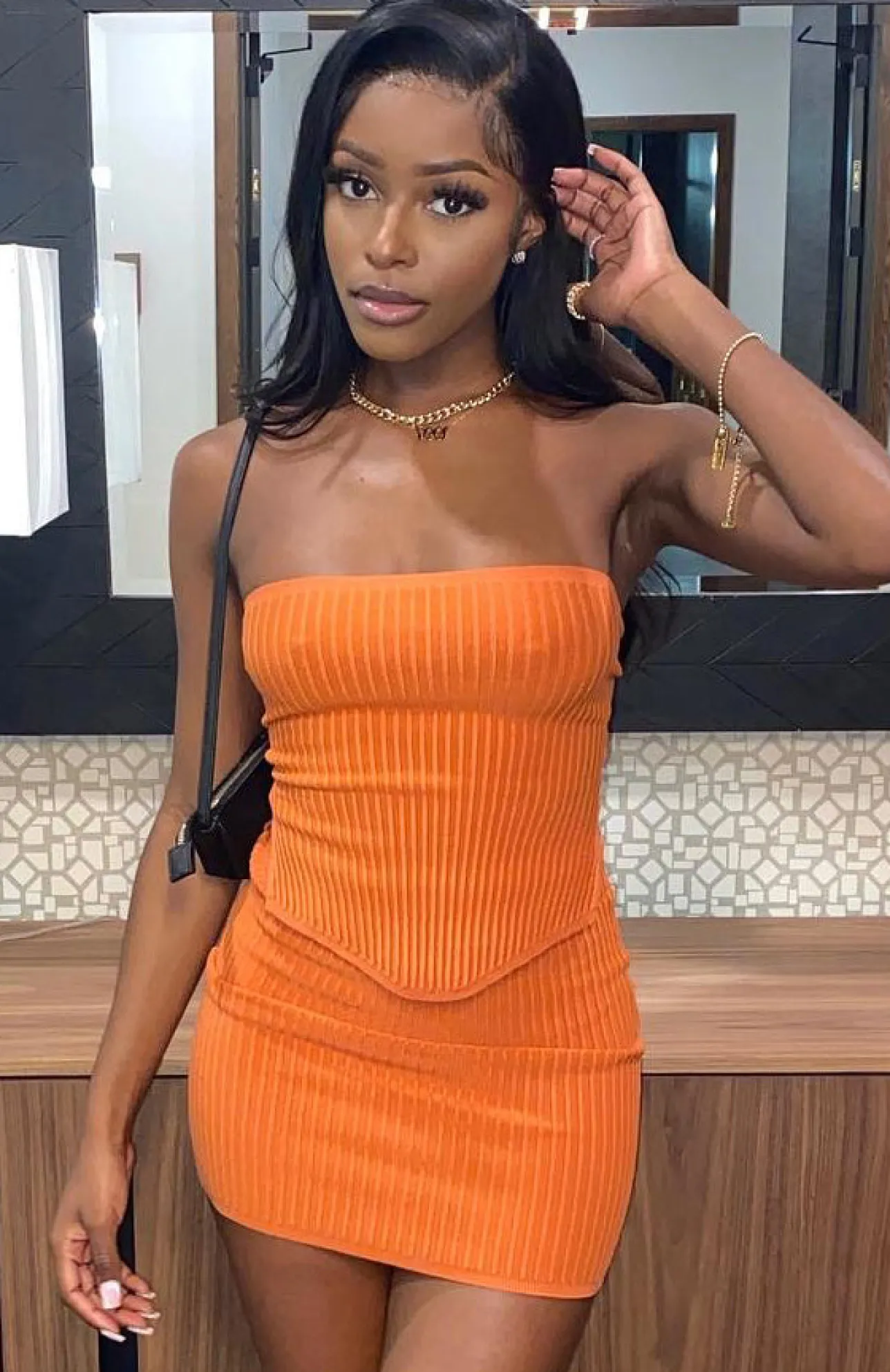 White Fox Boutique Slow Jams Knitted Mini Skirt Rust orange Fashion