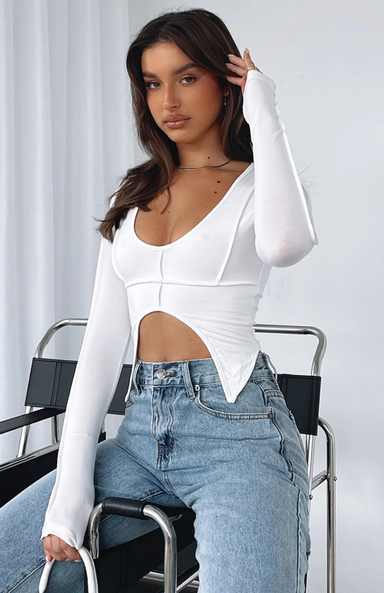 White Fox Boutique Smooth Talker Long Sleeve Crop white Best
